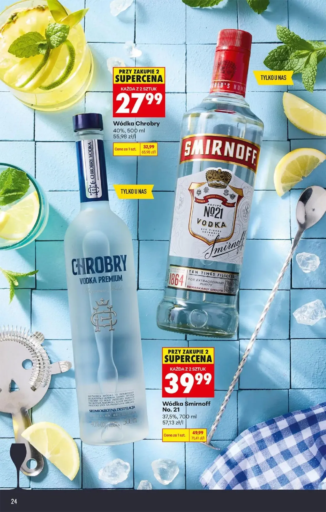 Biedronka gazetka, strona 24 z 36 — Wódka Smirnoff No. 21, Wódka Chrobry