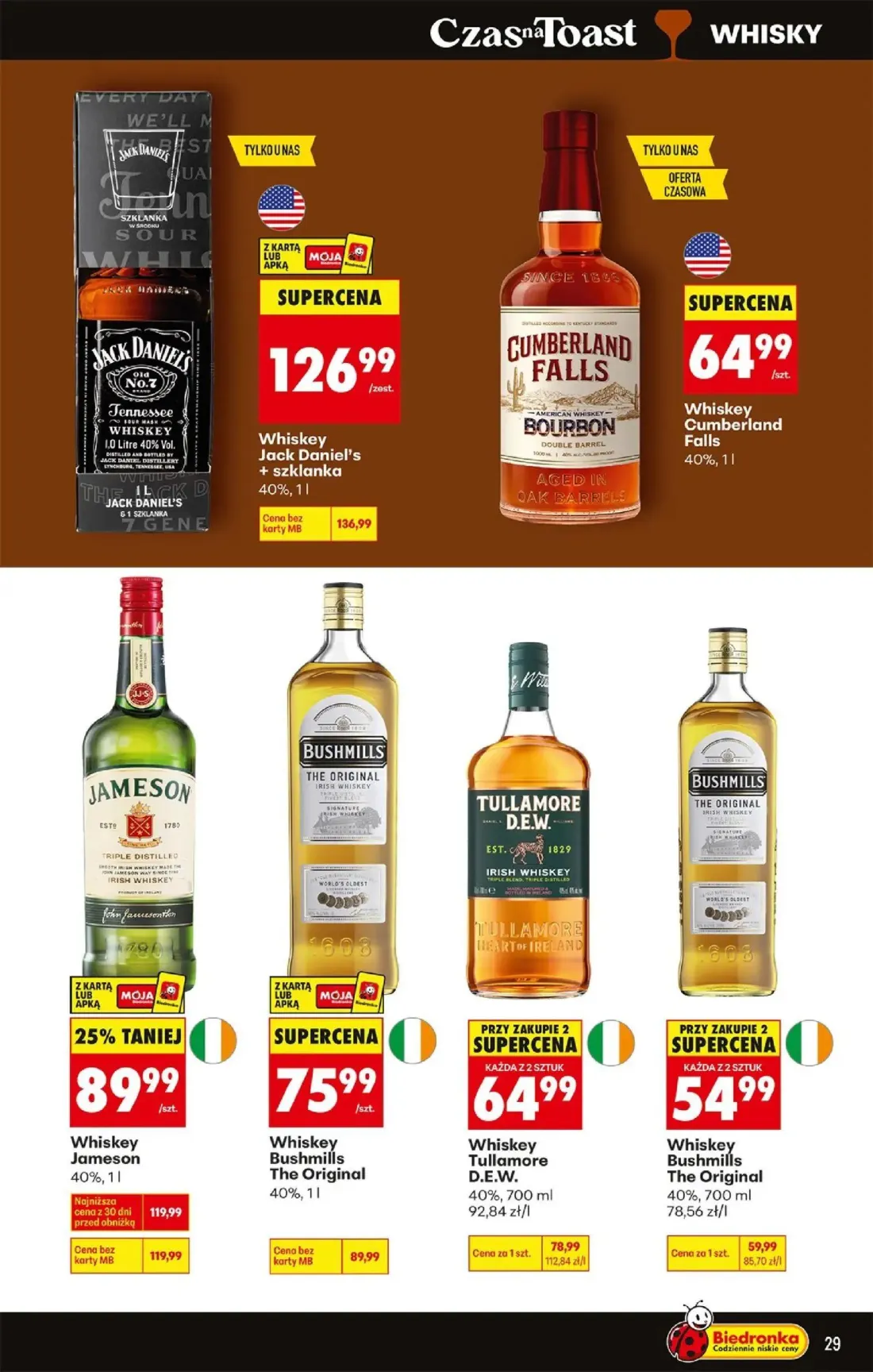 Biedronka gazetka, strona 29 z 36 — Whiskey Jameson, Whiskey Bushmills The Original, Whiskey Tullamore D.E.W.
