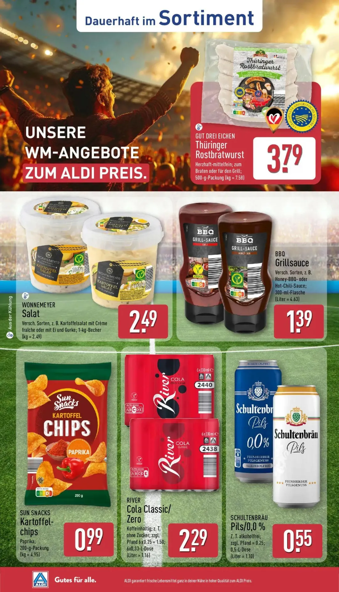 Aldi Nord Prospekt, Seite 33 von 39 — Thüringer Rostbratwurst, BBQ Grillsauce, SUN SNACKS Kartoffel-chips