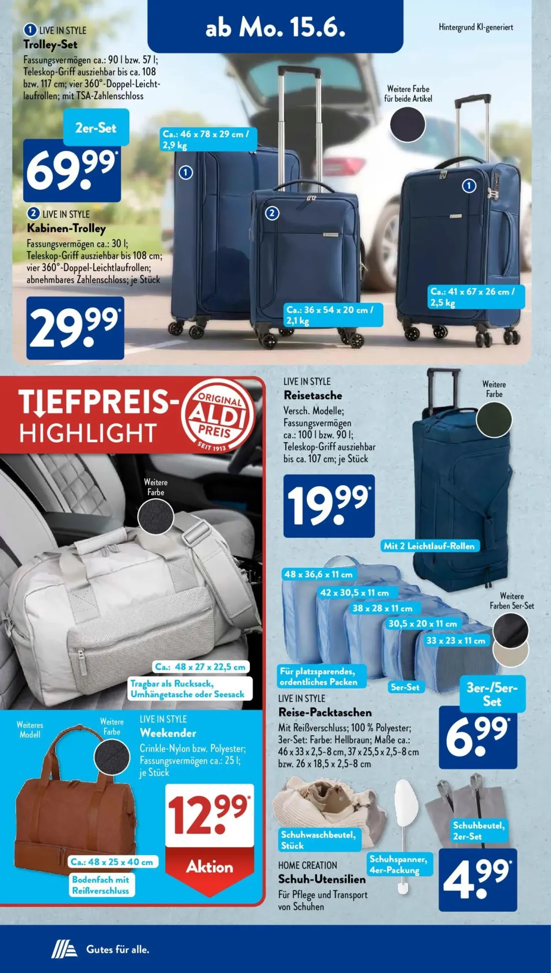 Aldi Süd Prospekt, Seite 2 von 25 — LIVE IN STYLE Trolley-Set, LIVE IN STYLE Kabinen-Trolley, LIVE IN STYLE Reisetasche