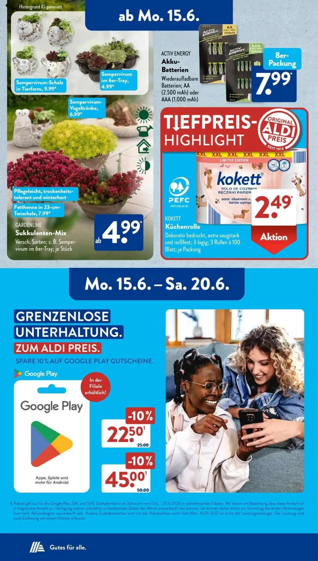 Aldi Süd Prospekt, Seite 6 von 25 — Sempervivum-Schale in Tierform, Sempervivum im 6er-Tray, Sempervivum-Vogeltränke