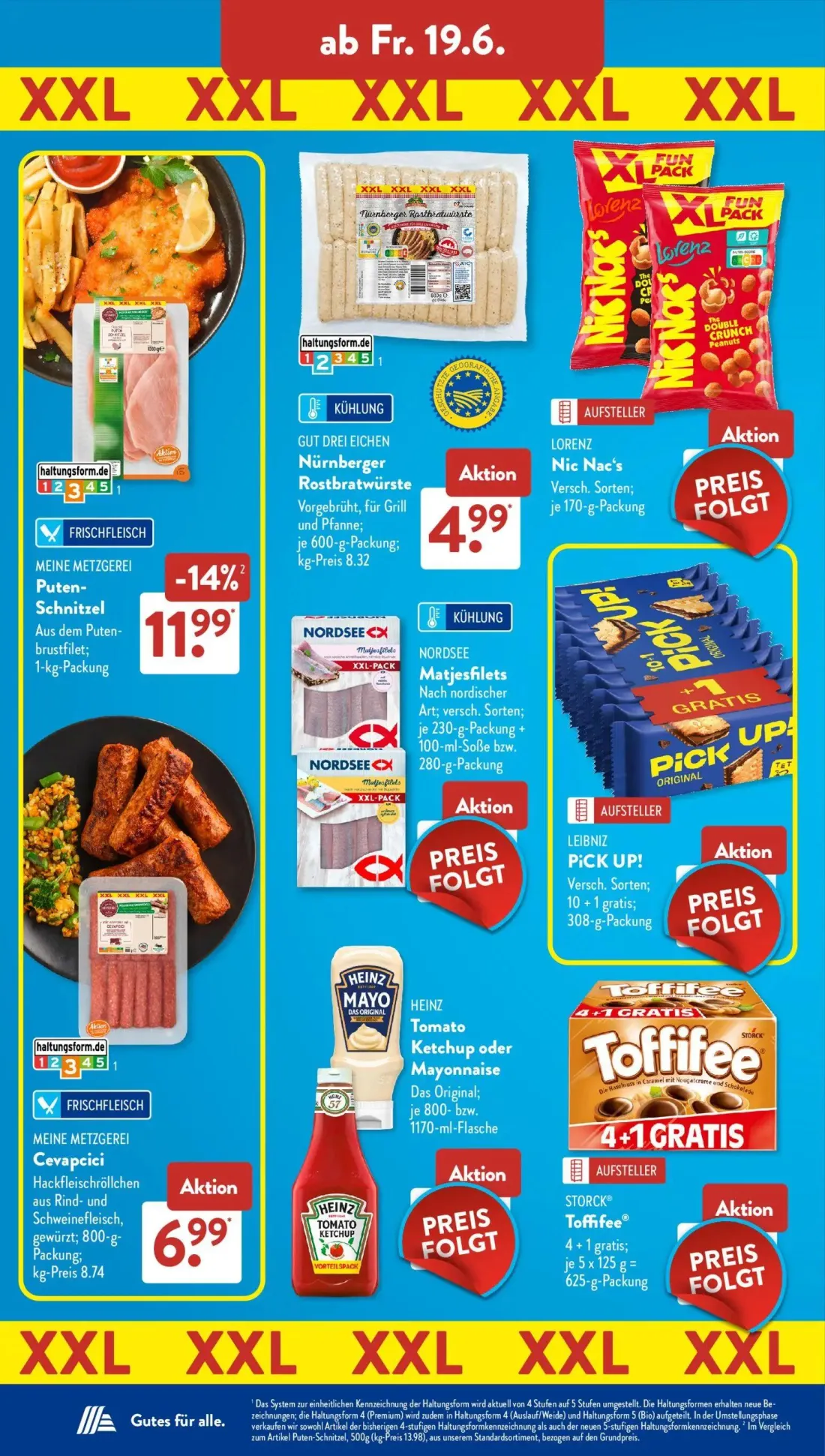 Aldi Süd Prospekt, Seite 16 von 25 — MEINE METZGEREI Puten-Schnitzel, GUT DREI EICHEN Nürnberger Rostbratwürste, MEINE METZG…