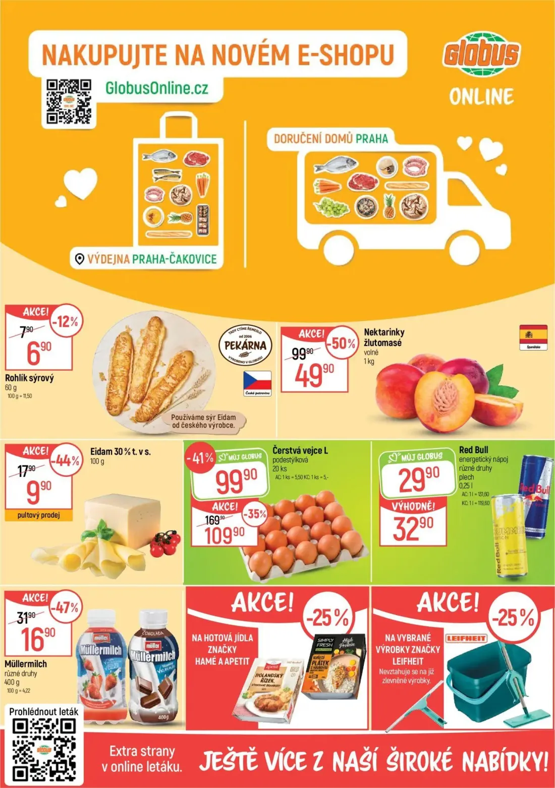 GLOBUS leták, strana 2 z 49 — Nektarinky žlutomasé, Müllermilch, Eidam 30% t. v s.