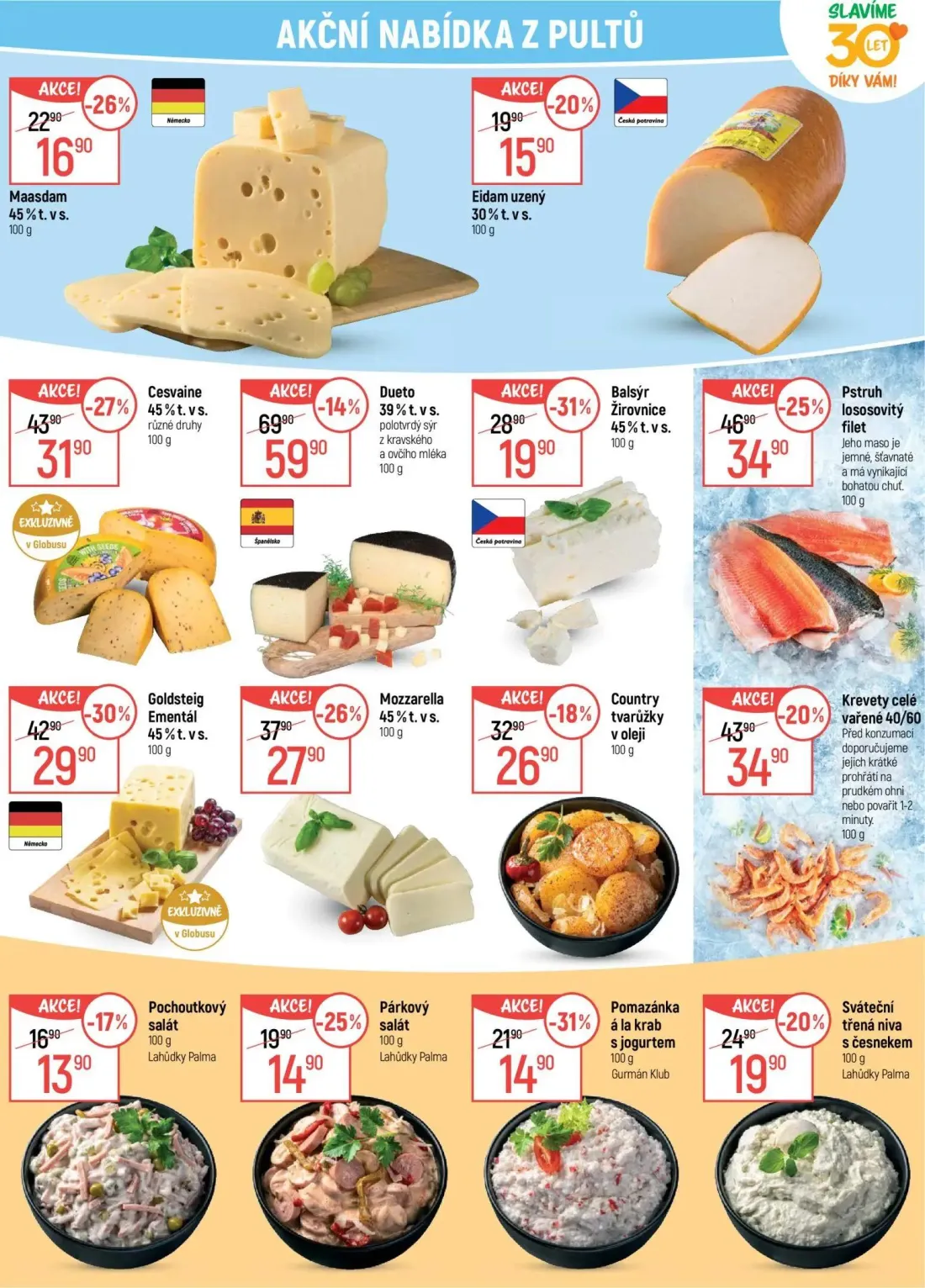 GLOBUS leták, strana 8 z 49 — Goldsteig Ementál, Cesvaine, Mozzarella