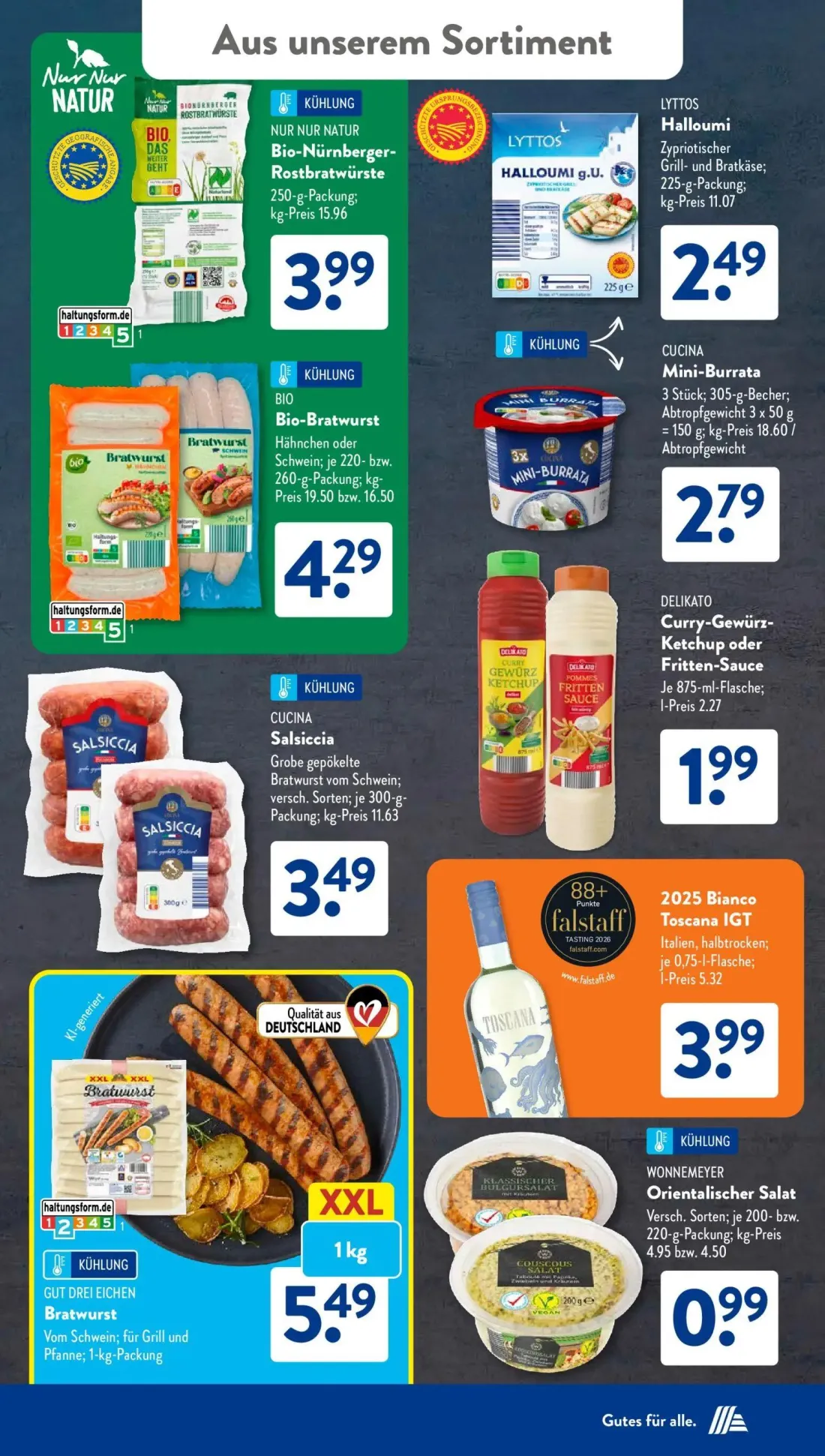 Aldi Süd Prospekt, Seite 22 von 25 — Nur Nur Natur Bio-Nürnberger- Rostbratwürste, LYTTOS Halloumi, Bio-Bratwurst