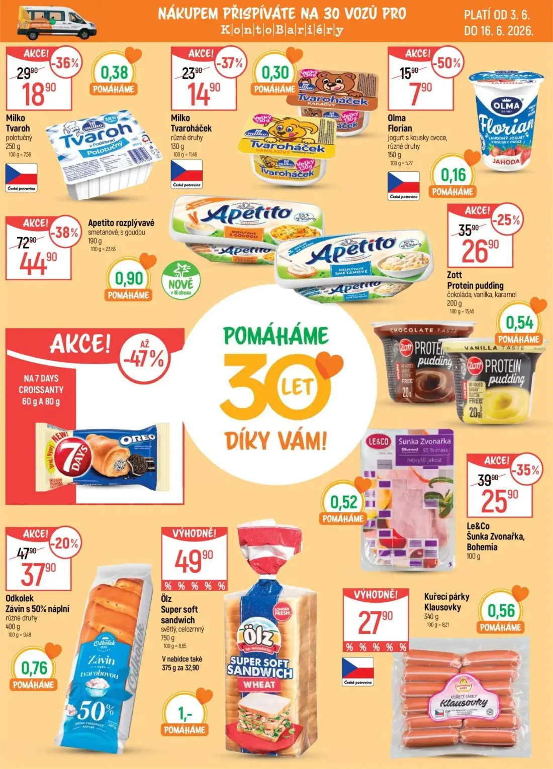 GLOBUS leták, strana 12 z 49 — Apetito rozplývavé smetanové, s goudou, Milko Tvaroh polotučný, Odkolek Závin s 50% náplní rů…