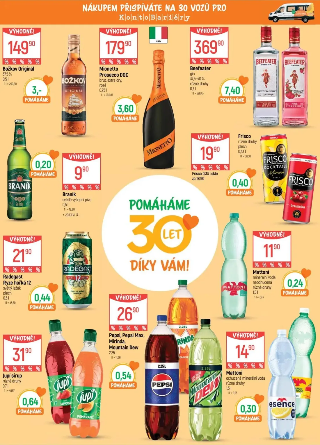 GLOBUS leták, strana 17 z 49 — Božkov Originál, Mionetto Prosecco DOC, Beefeater gin