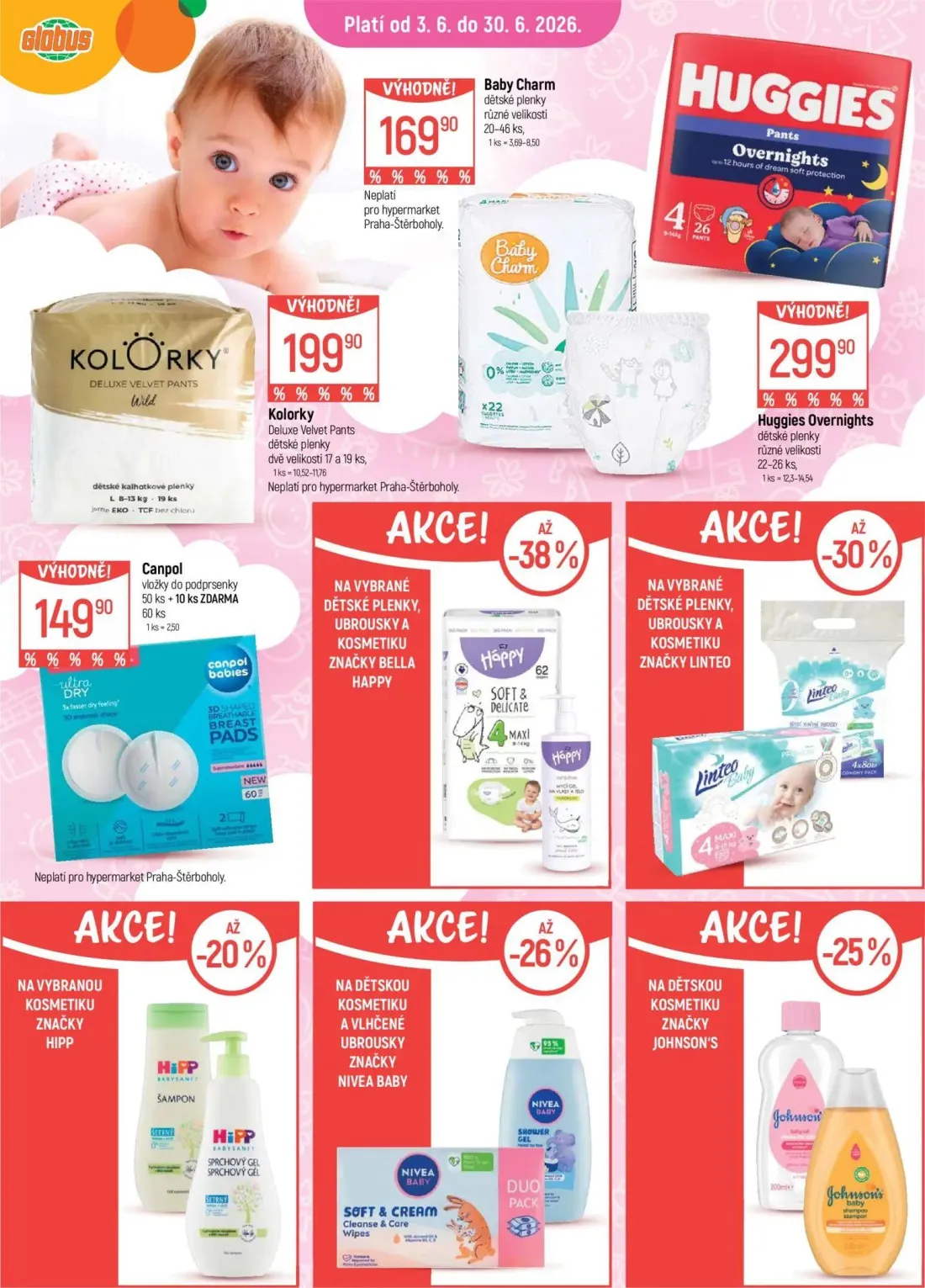 GLOBUS leták, strana 25 z 49 — Baby Charm dětské plenky, Huggies Overnights dětské plenky, Kolorky Deluxe Velvet Pants dětsk…