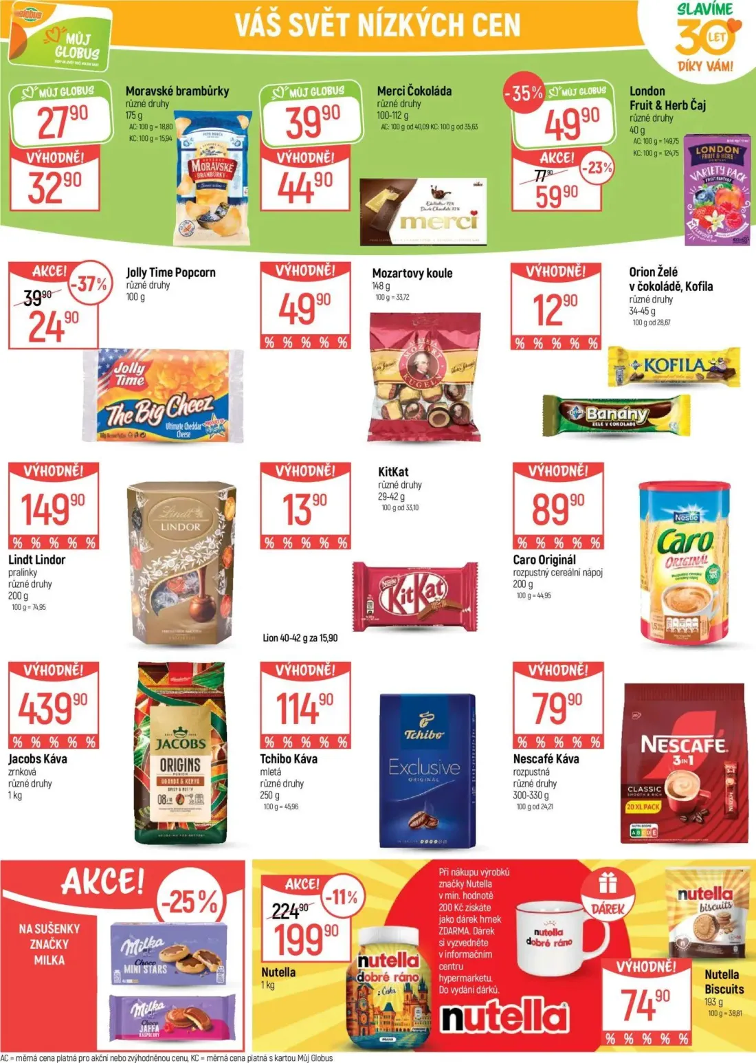 GLOBUS leták, strana 32 z 49 — Nutella, Moravské brambůrky, Merci Čokoláda
