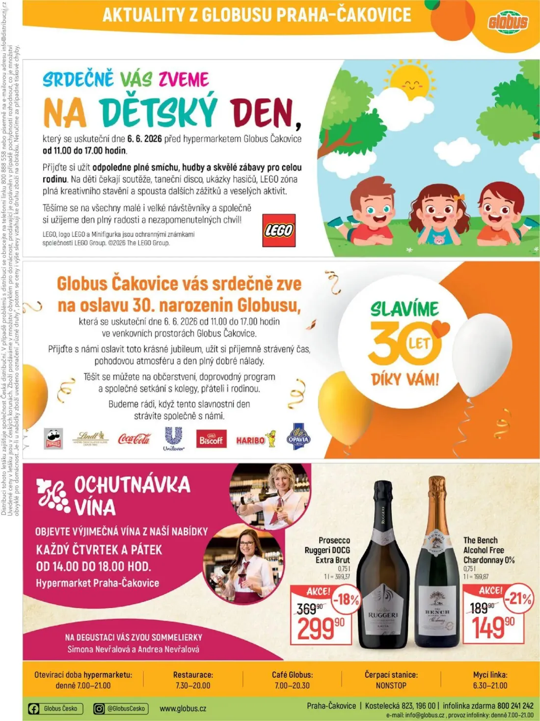 GLOBUS leták, strana 41 z 49 — Prosecco Ruggeri DOCG Extra Brut, The Bench Alcohol Free Chardonnay 0%