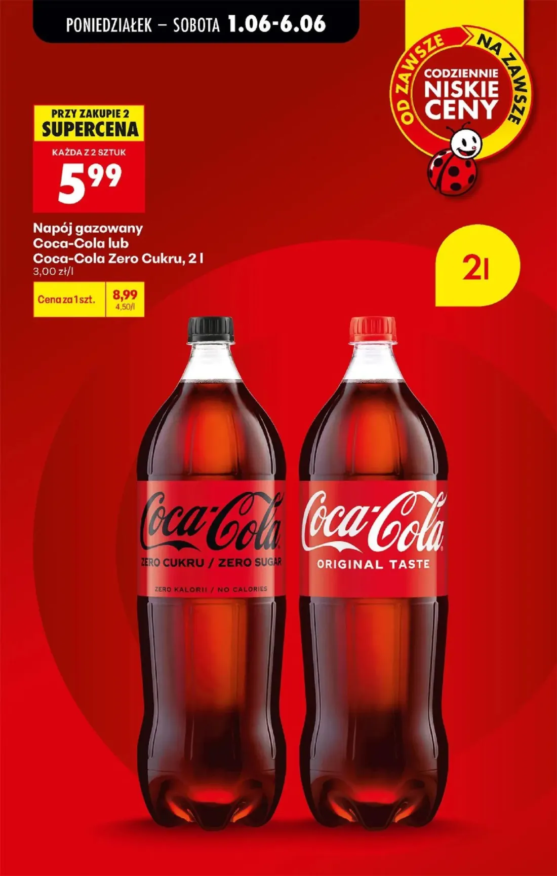 Biedronka gazetka, strona 12 z 95 — Napój gazowany Coca-Cola lub Coca-Cola Zero Cukru