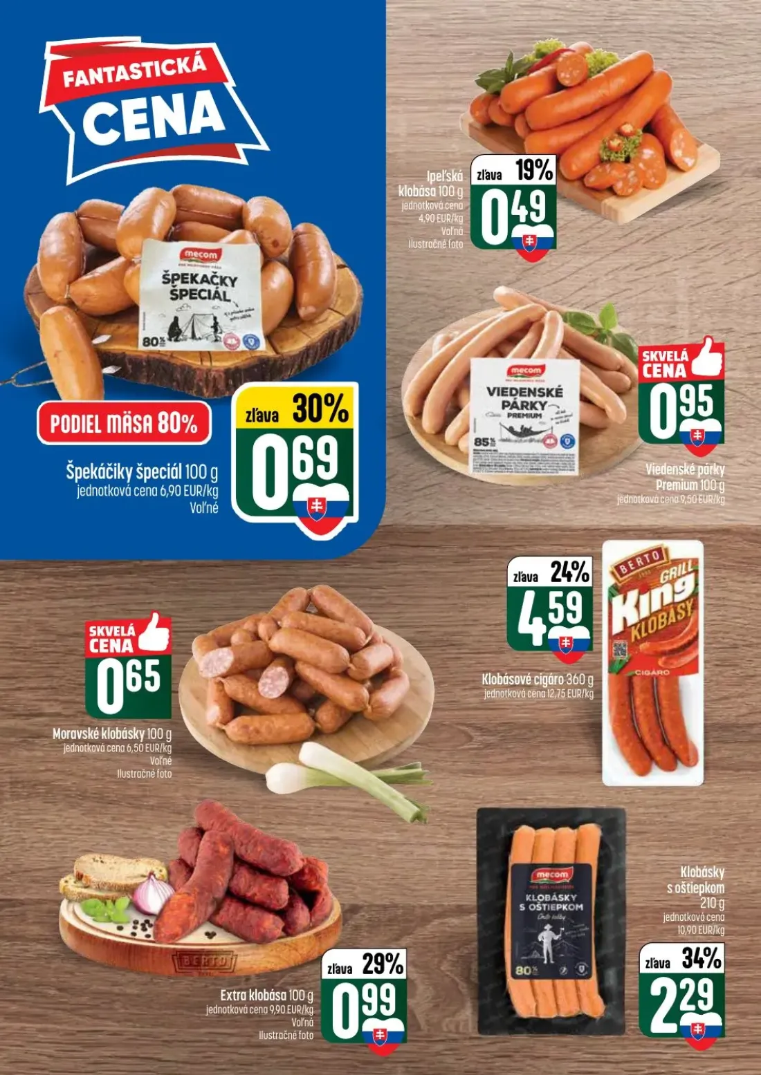 Coop Tempo leták, strana 16 z 60 — Ipeľská klobása, Špekáčiky špeciál, Viedenské párky Premium