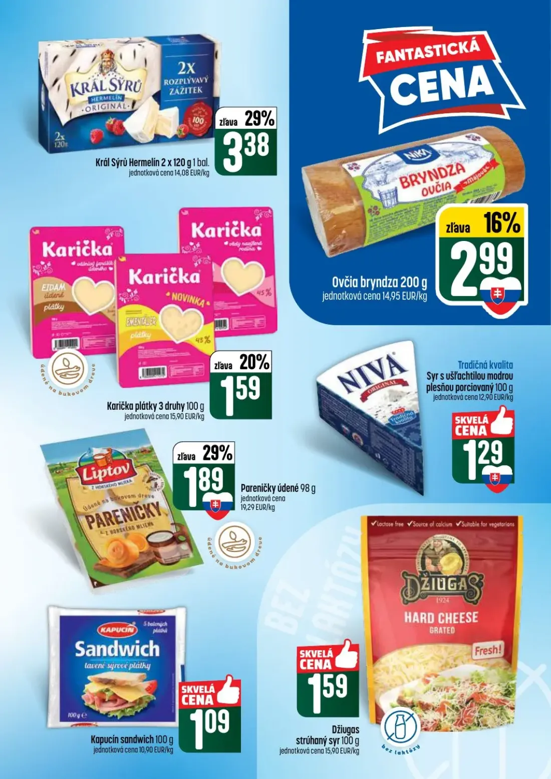 Coop Tempo leták, strana 23 z 60 — Král Sýrů Hermelín, Ovčia bryndza, Karička plátky 3 druhy