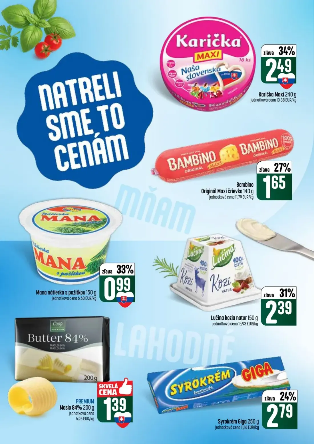 Coop Tempo leták, strana 24 z 60 — Karička Maxi, Bambino Originál Maxi črievko, Mana nátierka s pažítkou