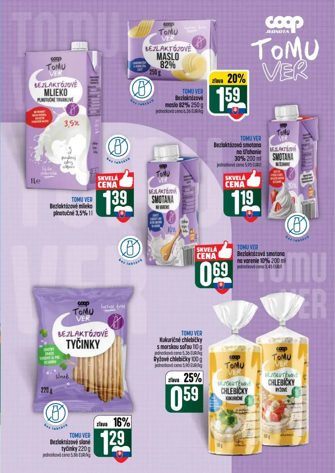 Coop Tempo leták, strana 29 z 60 — Bezlaktózové maslo 82%, Bezlaktózové mlieko plnotučné 3,5%, Bezlaktózová smotana na šľaha…