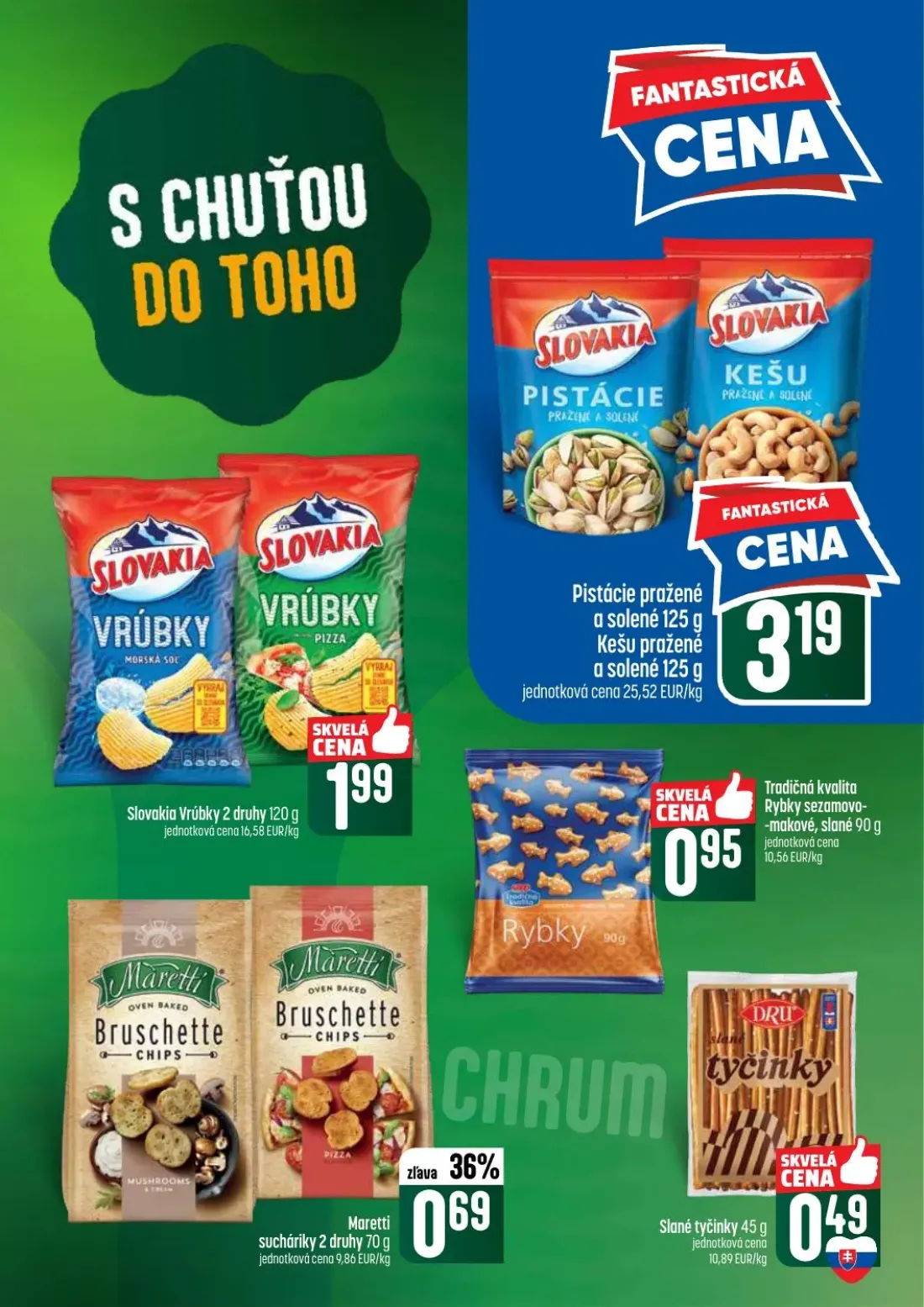 Coop Tempo leták, strana 45 z 60 — Pistácie pražené a solené, Kešu pražené a solené, Slovakia Vrúbky