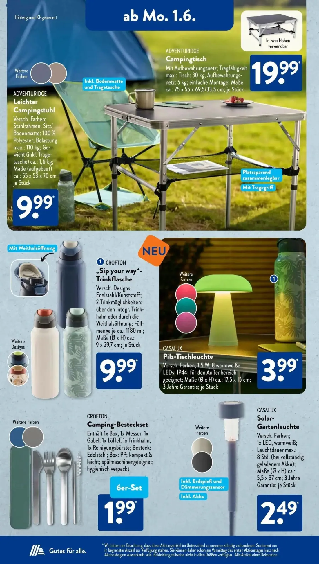 Aldi Süd Prospekt, Seite 11 von 32 — ADVENTURIDGE Leichter Campingstuhl, ADVENTURIDGE Campingtisch, CROFTON „Sip your way“-T…