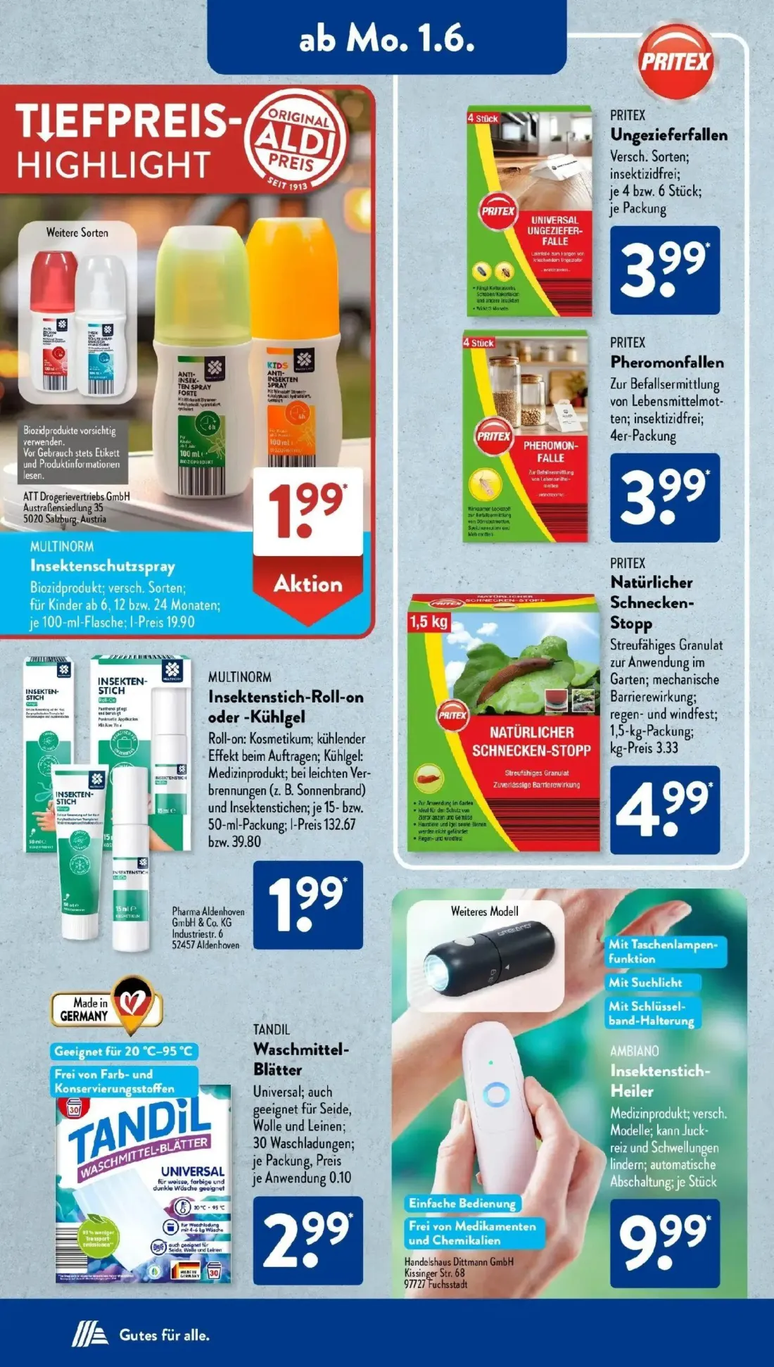Aldi Süd Prospekt, Seite 13 von 32 — MULTINORM Insektenschutzspray, PRITEX Ungezieferfallen, PRITEX Pheromonfallen