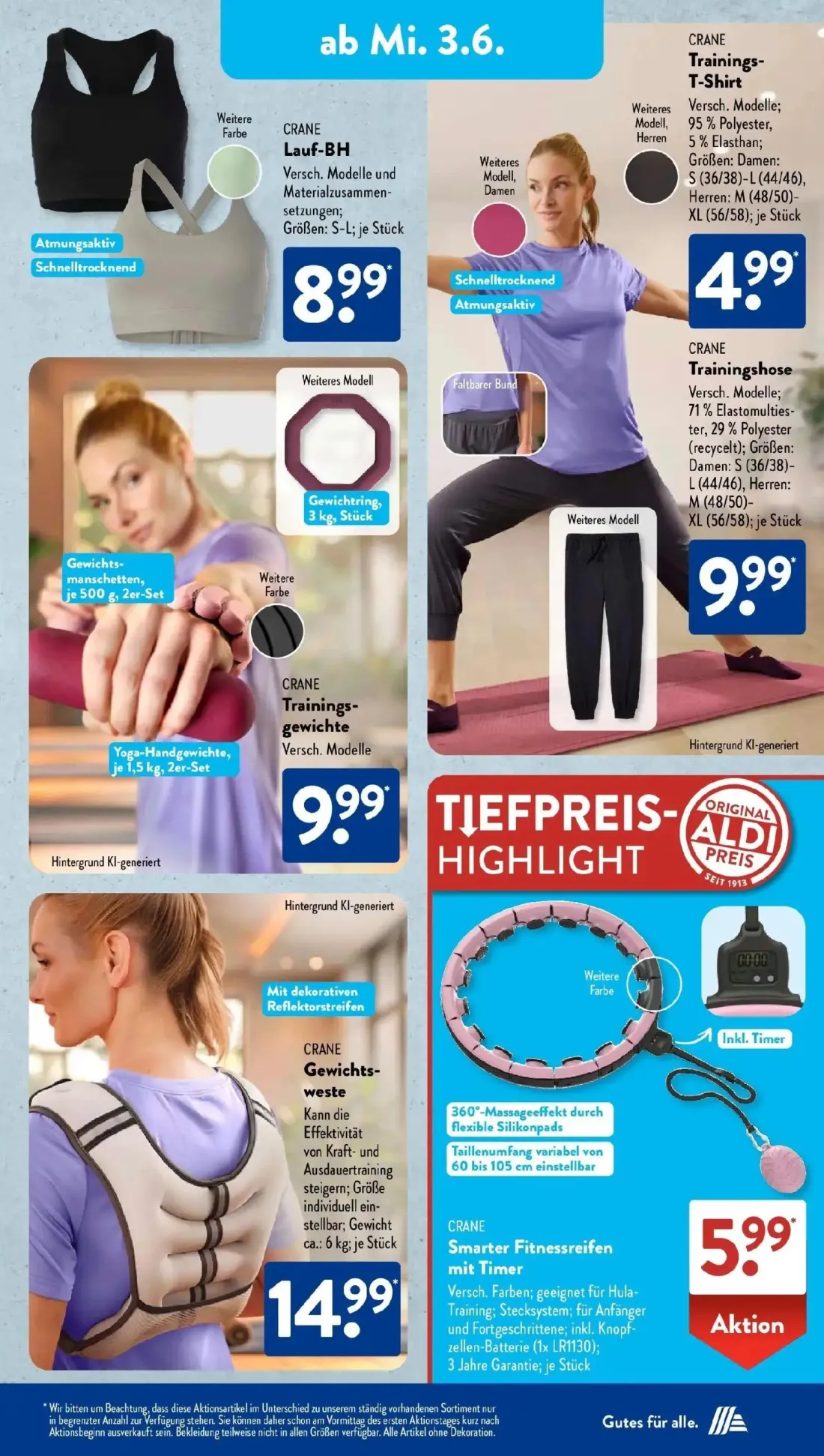 Aldi Süd Prospekt, Seite 16 von 32 — Lauf-BH, Trainings-T-Shirt, Trainingshose