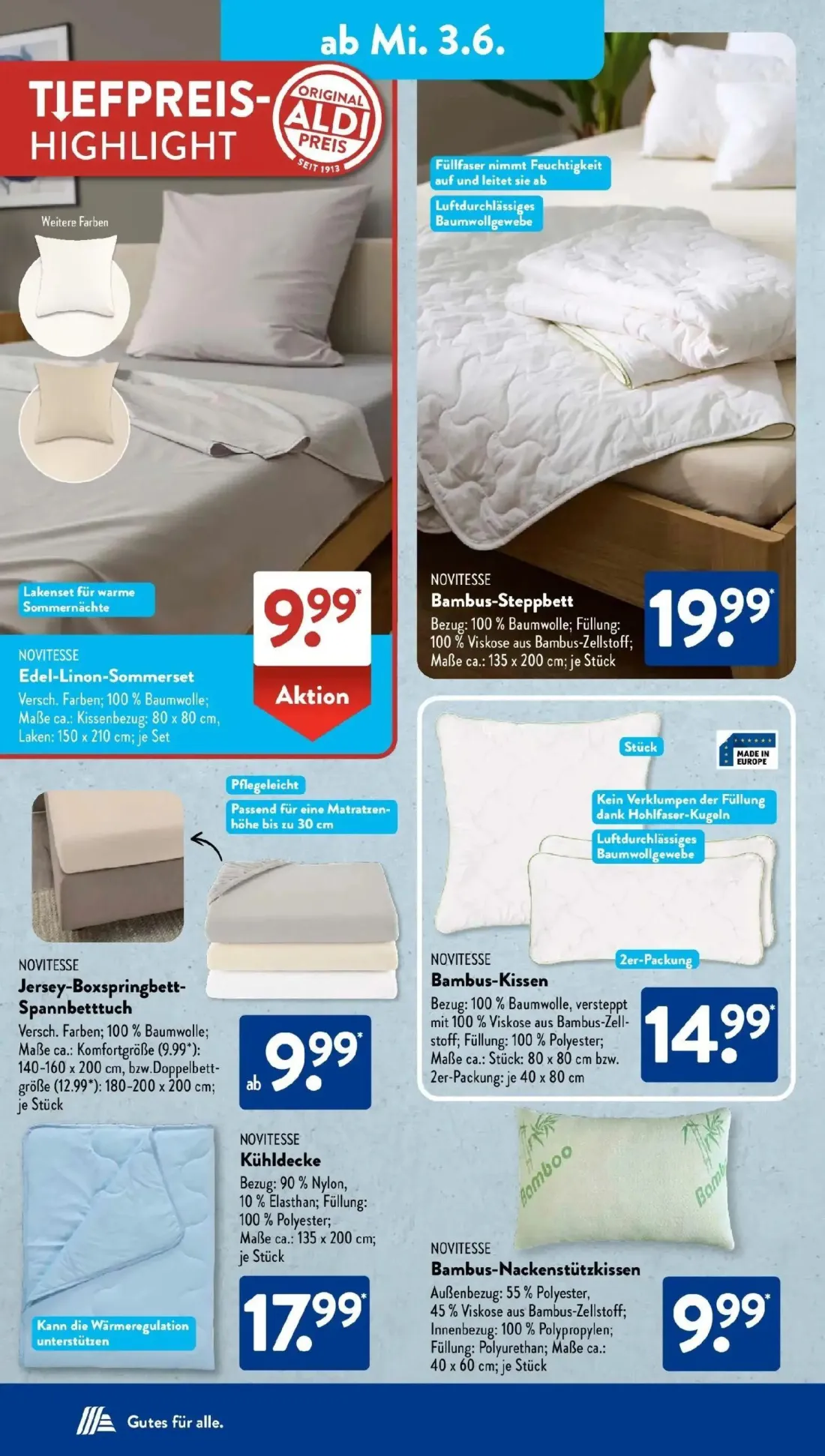 Aldi Süd Prospekt, Seite 17 von 32 — NOVITESSE Edel-Linon-Sommerset, NOVITESSE Bambus-Steppbett, NOVITESSE Jersey-Boxspringb…
