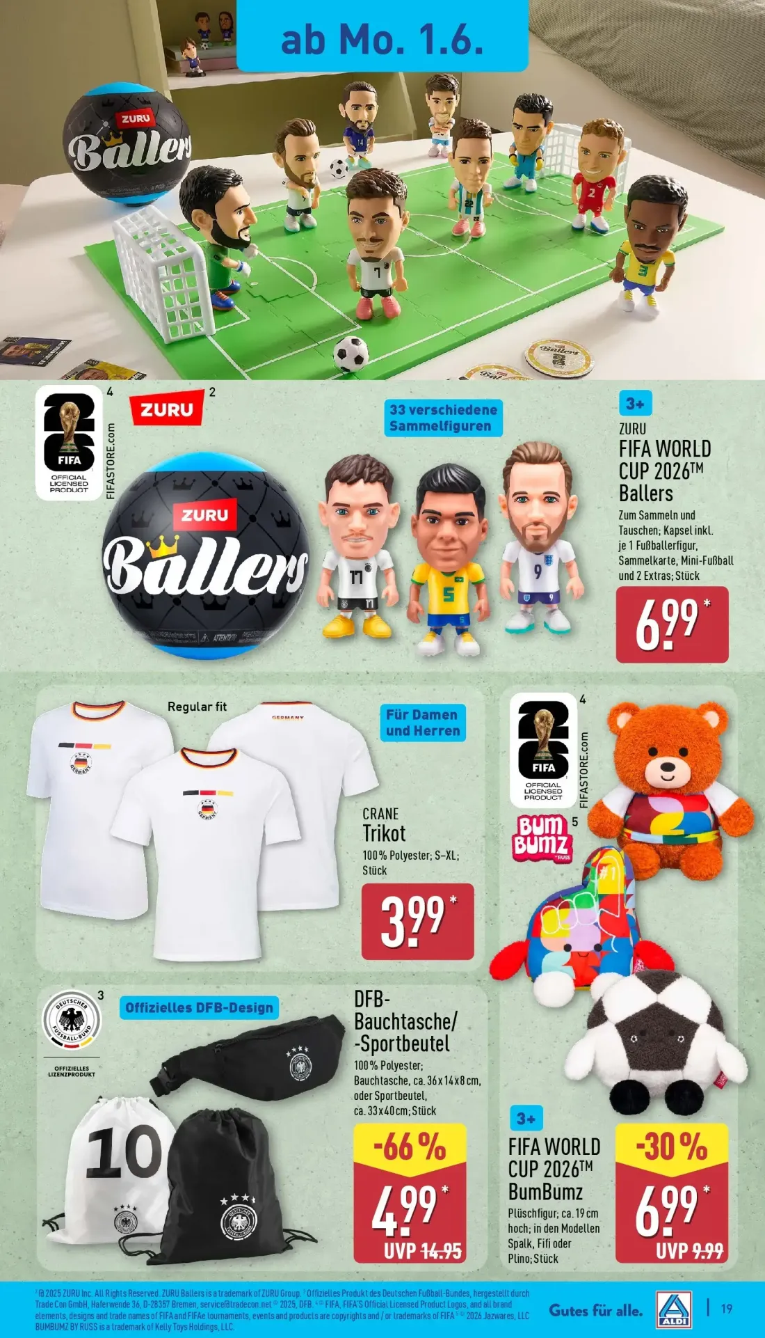 Aldi Nord Prospekt, Seite 21 von 39 — DFB-Bauchtasche/-Sportbeutel, FIFA WORLD CUP 2026TM BumBumz, ZURU FIFA WORLD CUP 2026T…