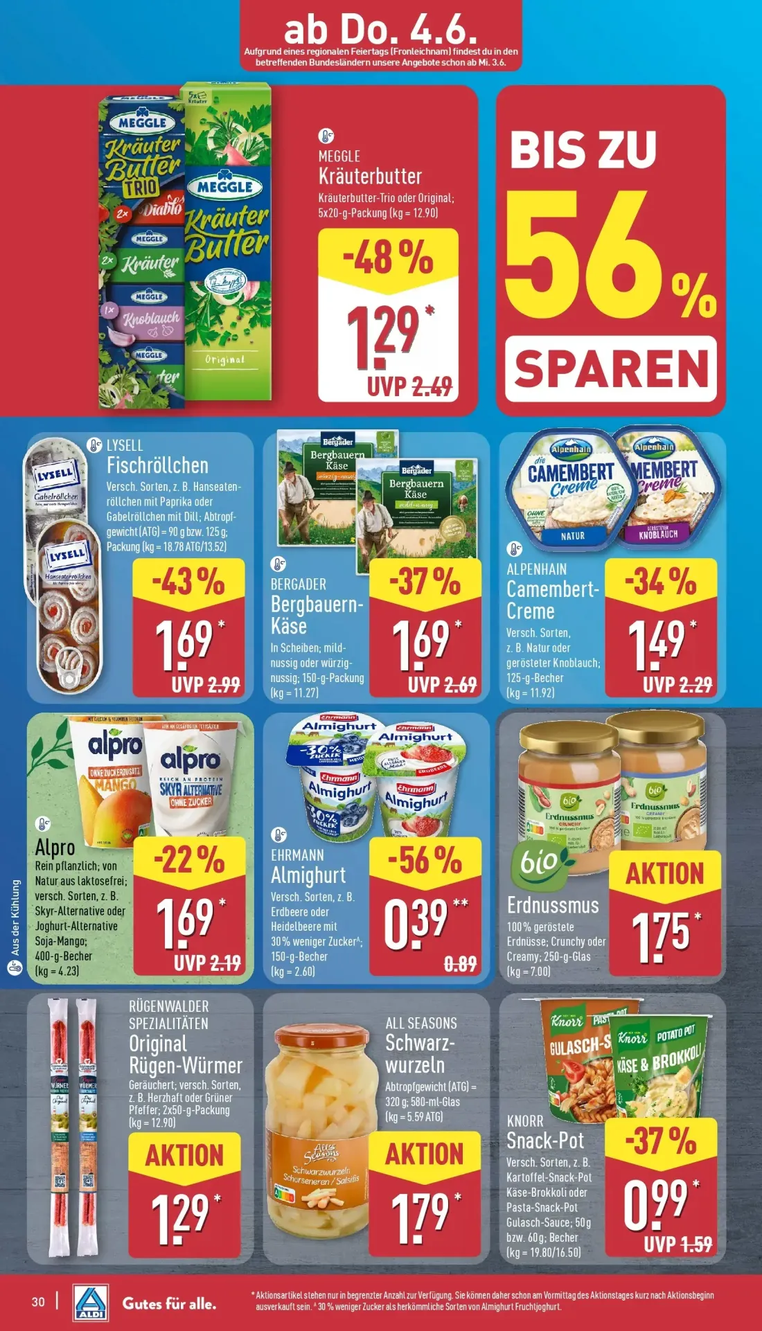 Aldi Nord Prospekt, Seite 32 von 39 — ALPENHAIN Camembert-Creme, Alpro, EHRMANN Almighurt