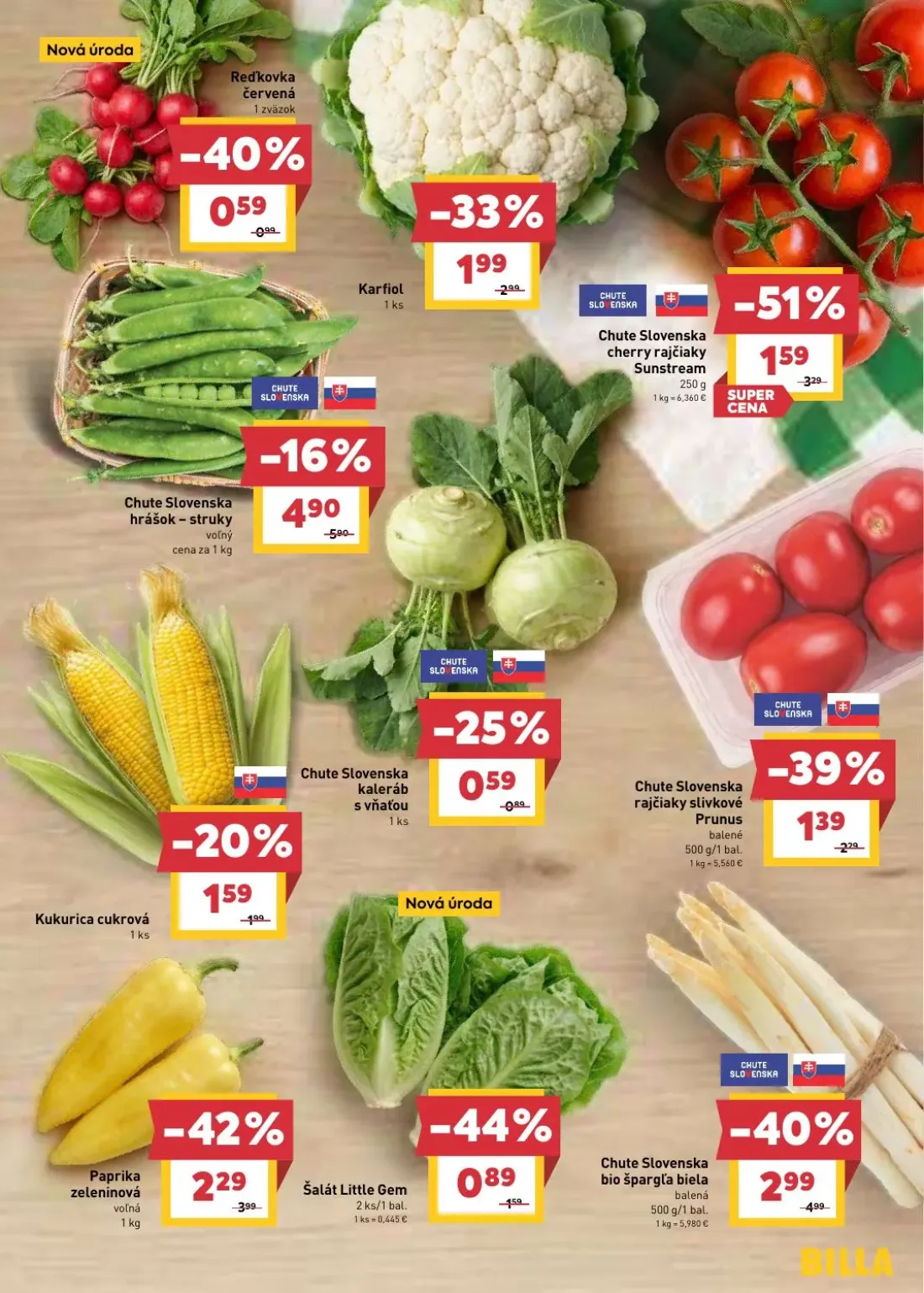 Billa leták, strana 3 z 29 — Chute Slovenska bio špargľa biela, Chute Slovenska cherry rajčiaky Sunstream, Chute Slovenska h…