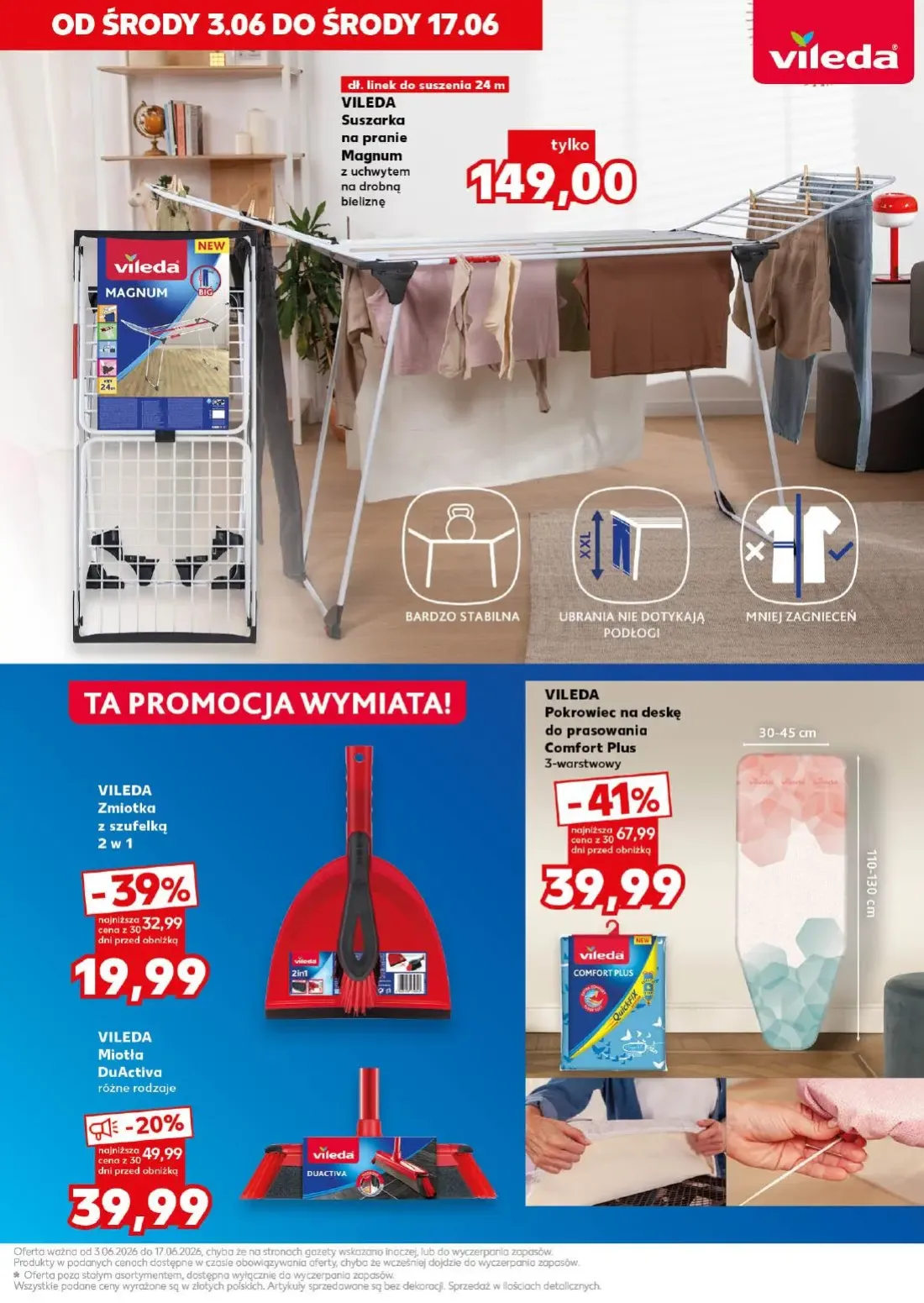 Kaufland gazetka, strona 3 z 18 — VILEDA Pokrowiec na deskę do prasowania Comfort Plus, VILEDA Zmiotka z szufelką, VILEDA Mi…
