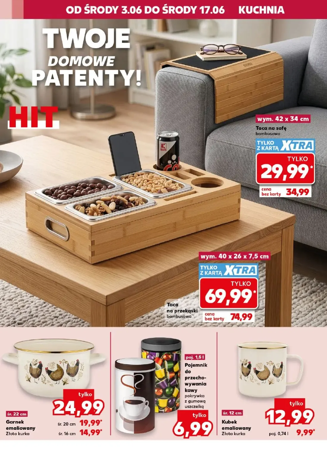 Kaufland gazetka, strona 4 z 18 — Garnek emaliowany Złota kurka, Kubek emaliowany Złota kurka, Pojemnik do przechowywania ka…