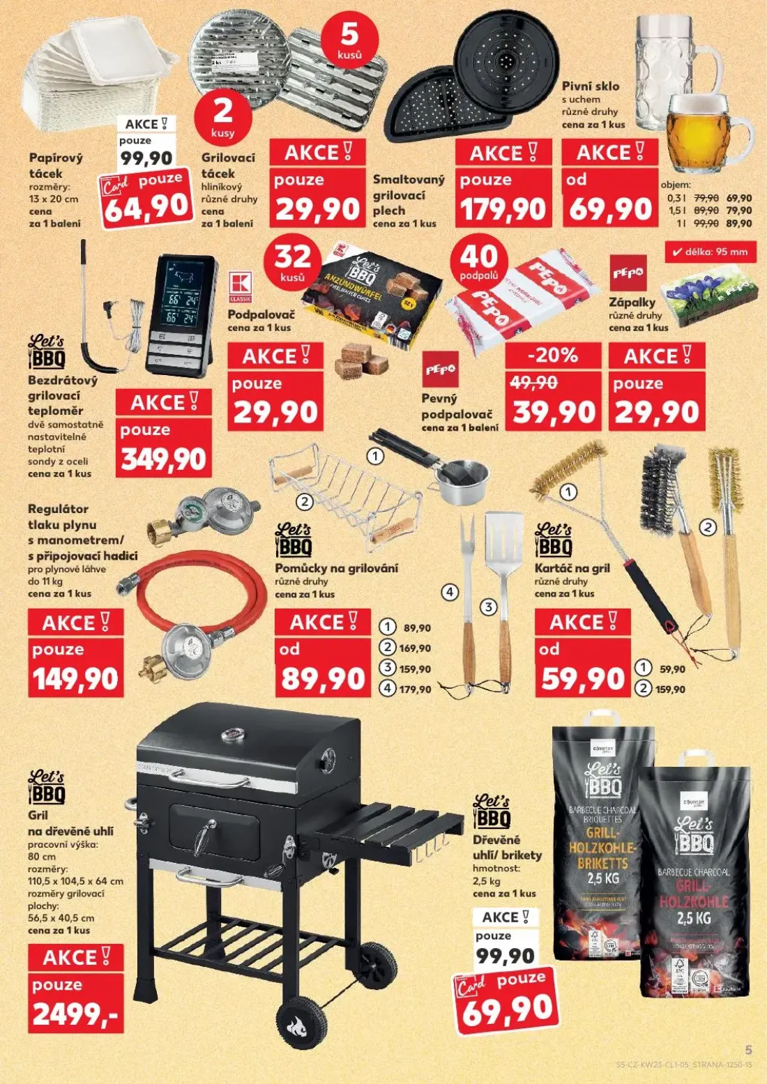 Kaufland leták, strana 5 z 8 — Kartáč na gril, Pomůcky na grilování, Papírový tácek