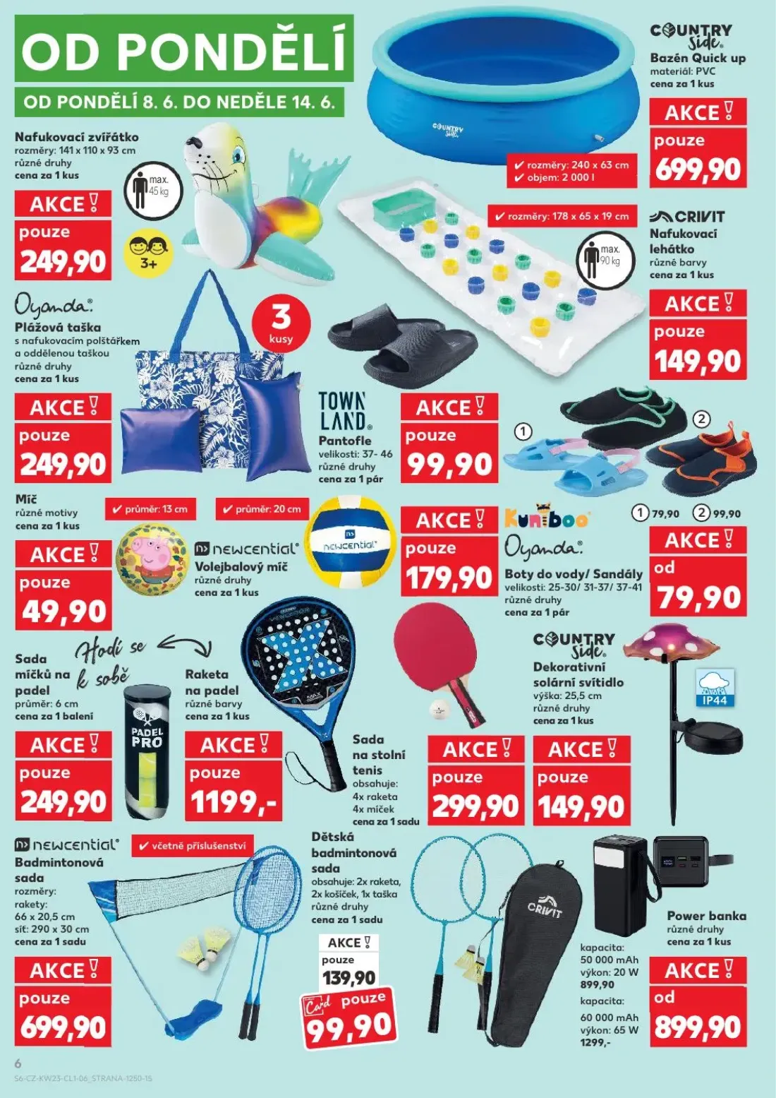Kaufland leták, strana 6 z 8 — Dětská badmintonová sada, Nafukovací zvířátko, Míč