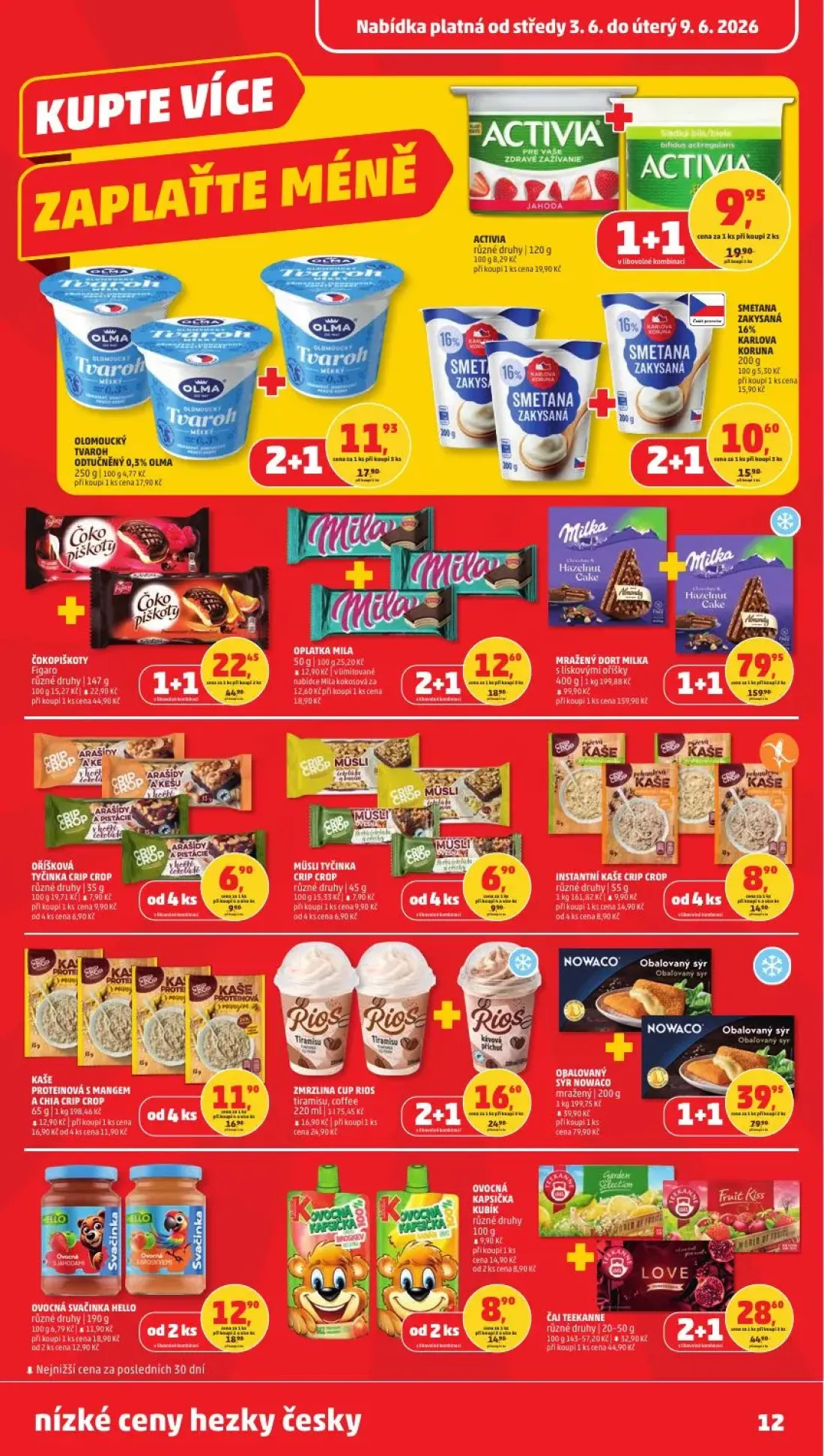 PENNY leták, strana 12 z 31 — MRAŽENÝ DORT MILKA s lískovými oříšky, ČOKOPIŠKOTY Figaro, ACTIVIA