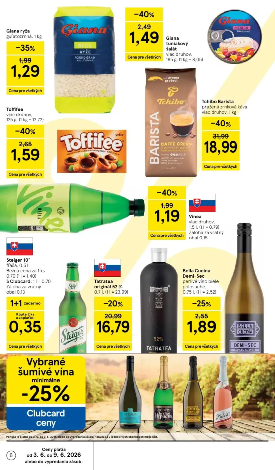 Tesco leták, strana 6 z 52 — Tchibo Barista pražená zrnková káva, Toffifee, Vinea