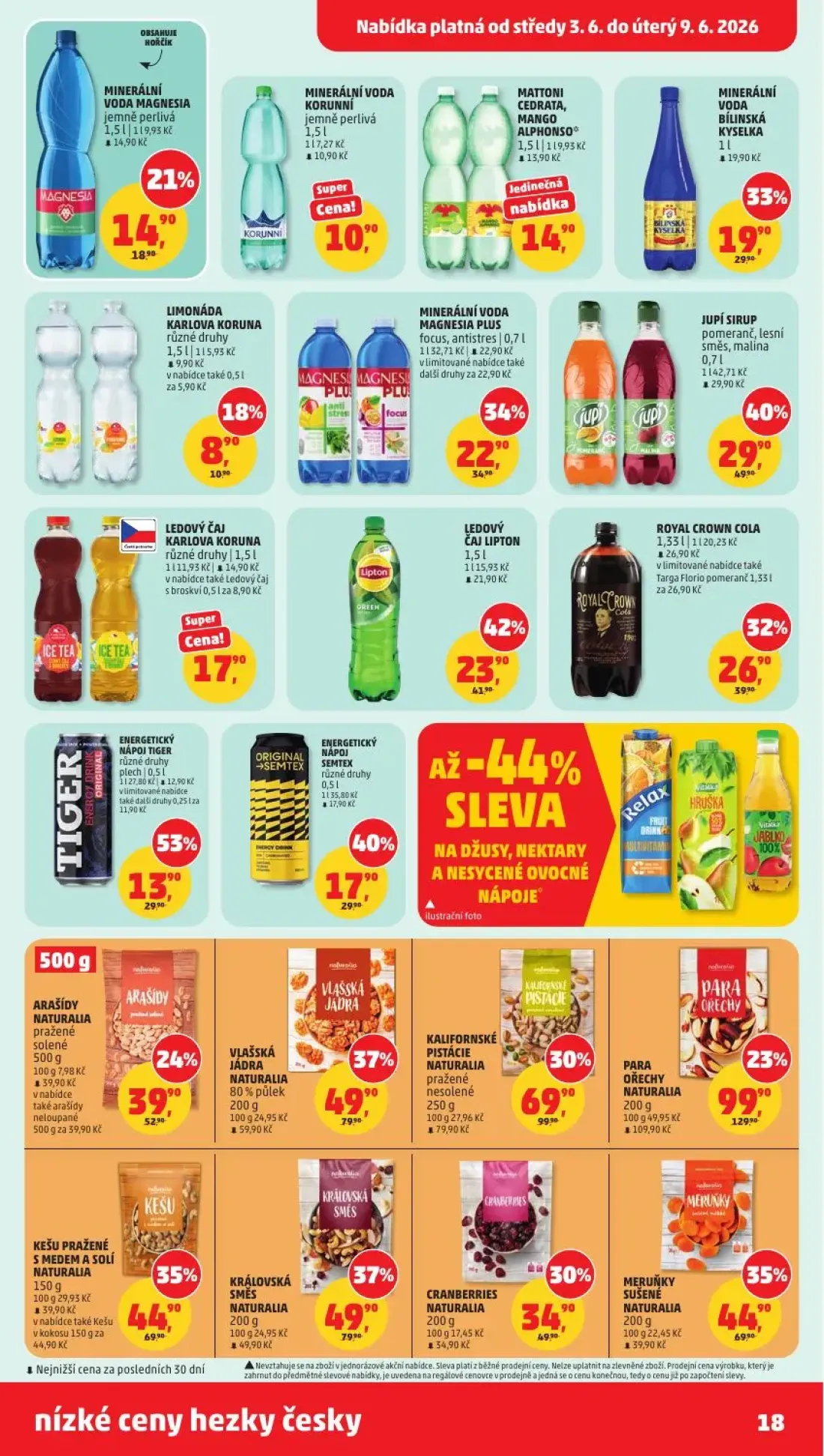 PENNY leták, strana 18 z 31 — VLAŠSKÁ JÁDRA NATURALIA, KALIFORNSKÉ PISTÁCIE NATURALIA, PARA OŘECHY NATURALIA