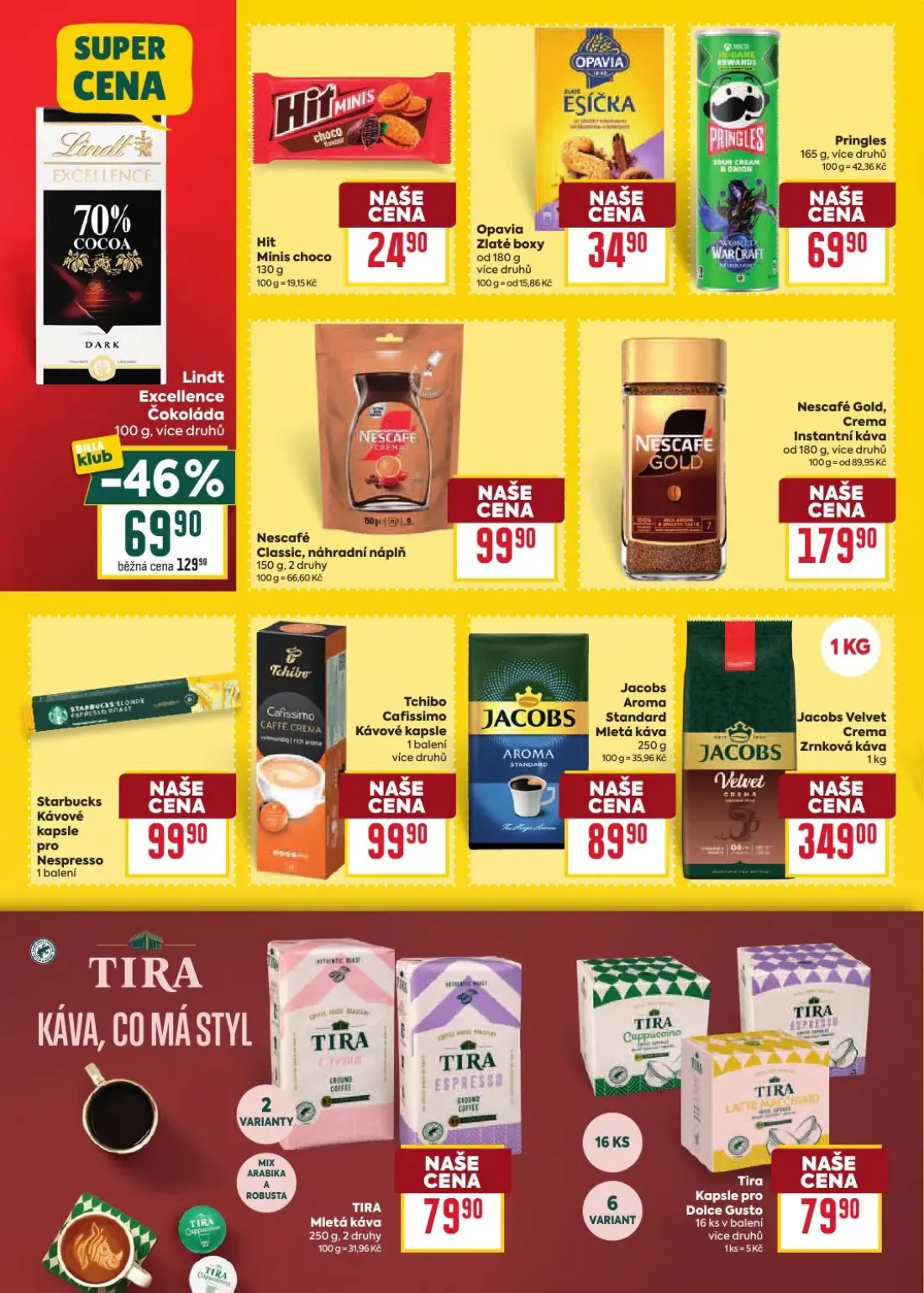 Billa leták, strana 24 z 34 — Nescafé Classic, náhradní náplň, Nescafé Gold, Crema Instantní káva, Jacobs Velvet Crema Zrnko…
