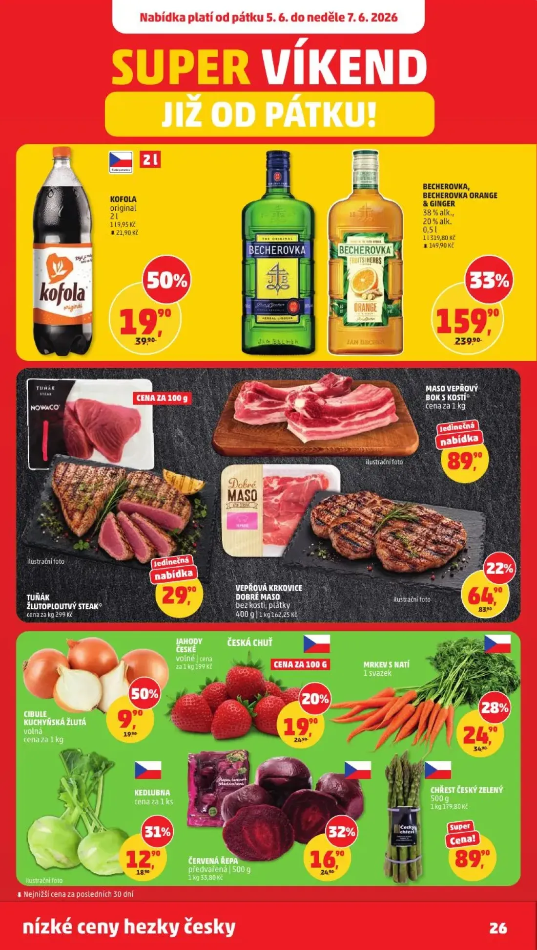 PENNY leták, strana 26 z 31 — KOFOLA original, VEPŘOVÁ KRKOVICE DOBRÉ MASO, CIBULE KUCHYŇSKÁ ŽLUTÁ volná
