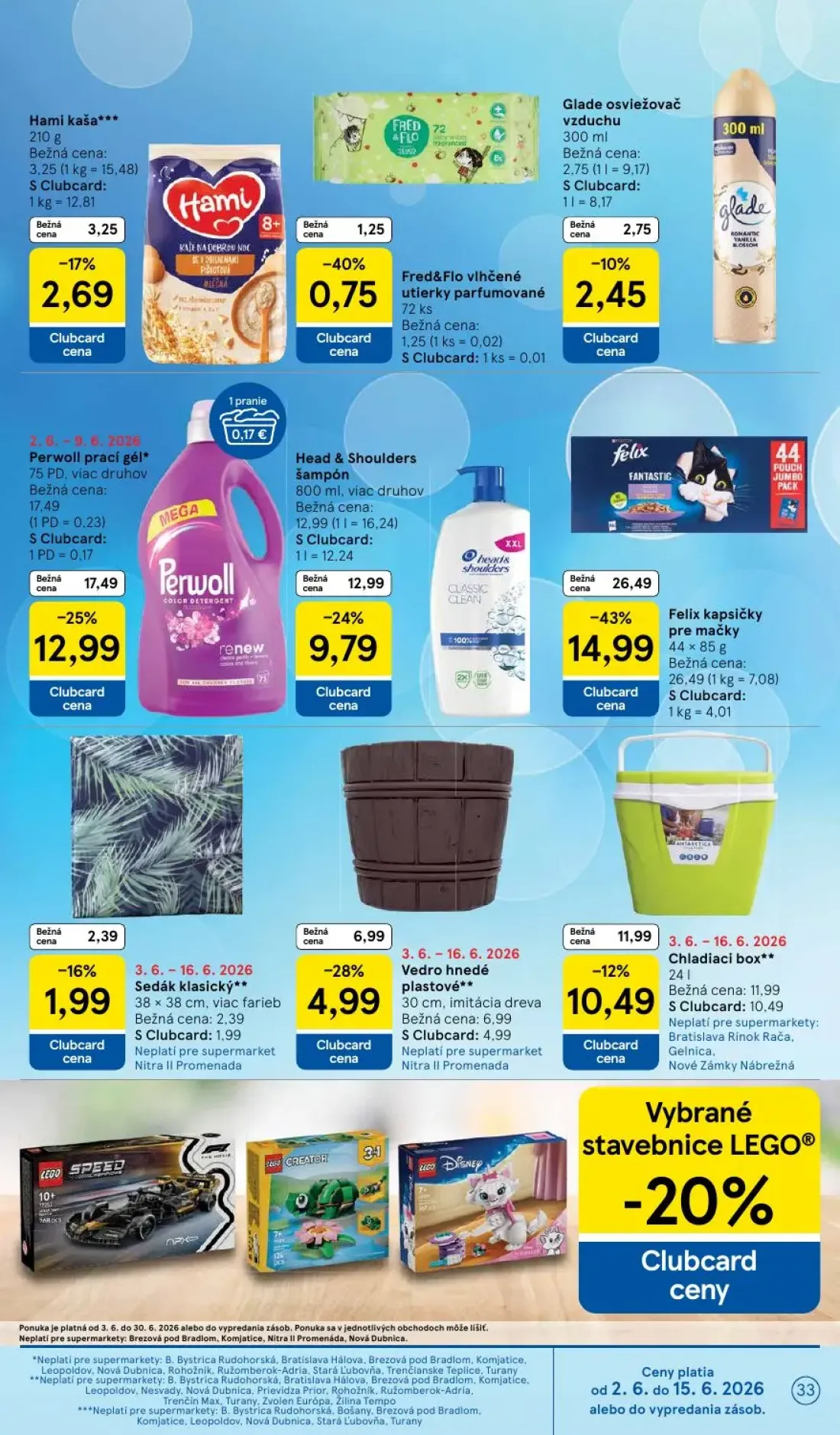 Tesco Supermarket leták, strana 33 z 35 — Perwoll prací gél, Glade osviežovač vzduchu