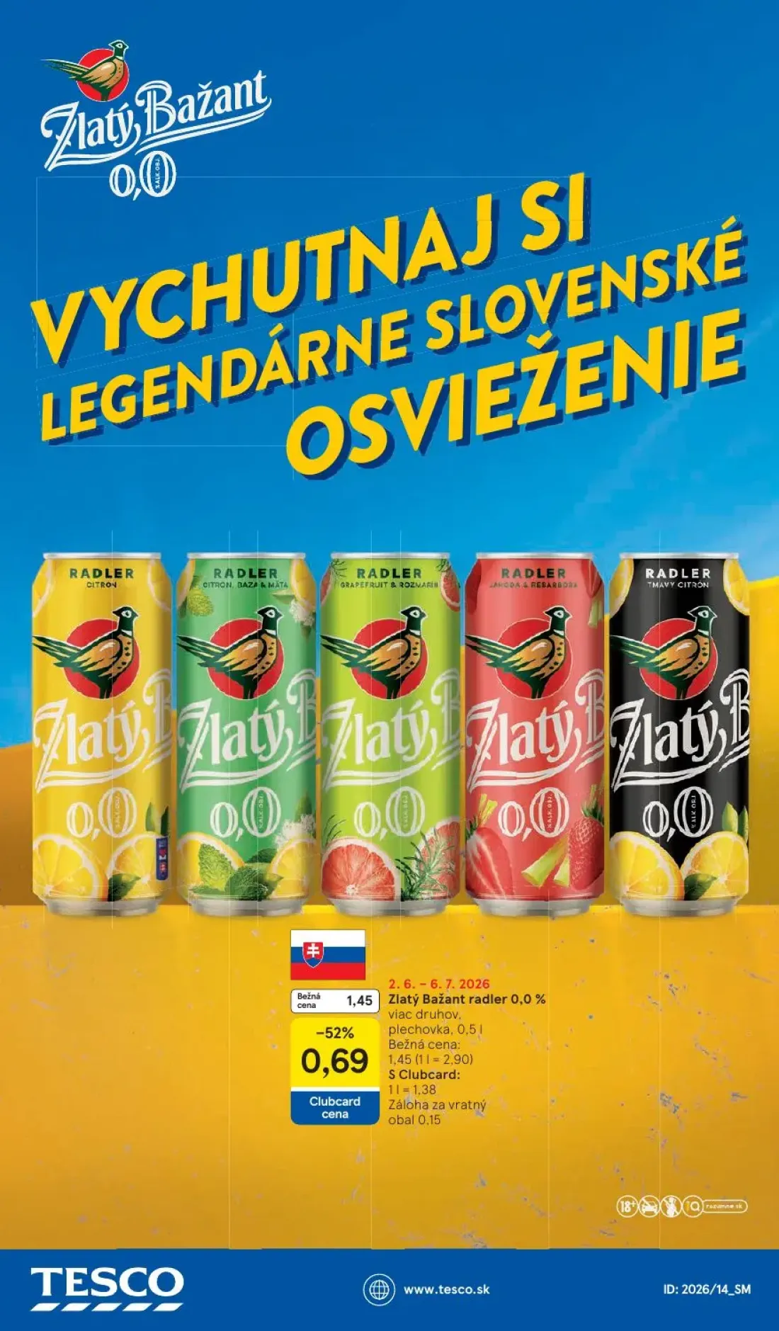 Tesco Supermarket leták, strana 35 z 35 — Zlatý Bažant radler 0,0%