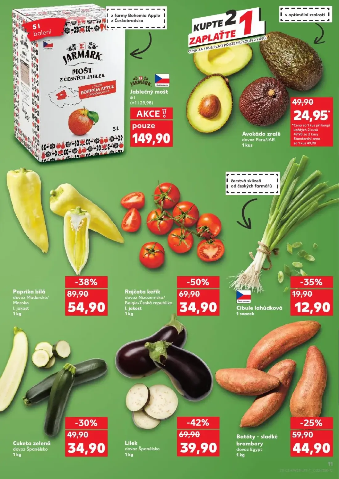 Kaufland leták, strana 11 z 54 — Paprika bílá, Rajčata keřík, Lilek