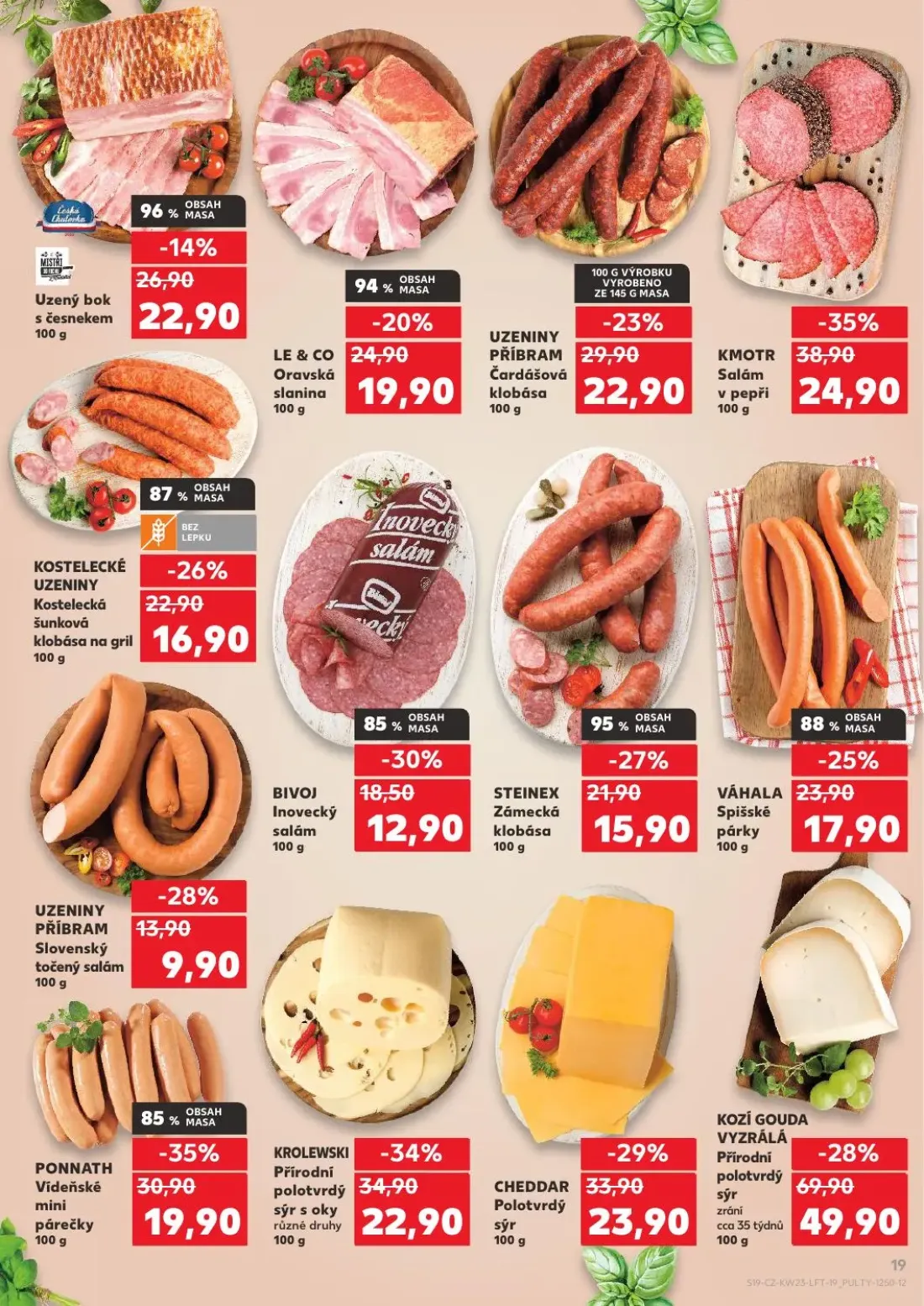 Kaufland leták, strana 19 z 54 — KOSTELECKÉ UZENINY Kostelecká šunková klobása na gril