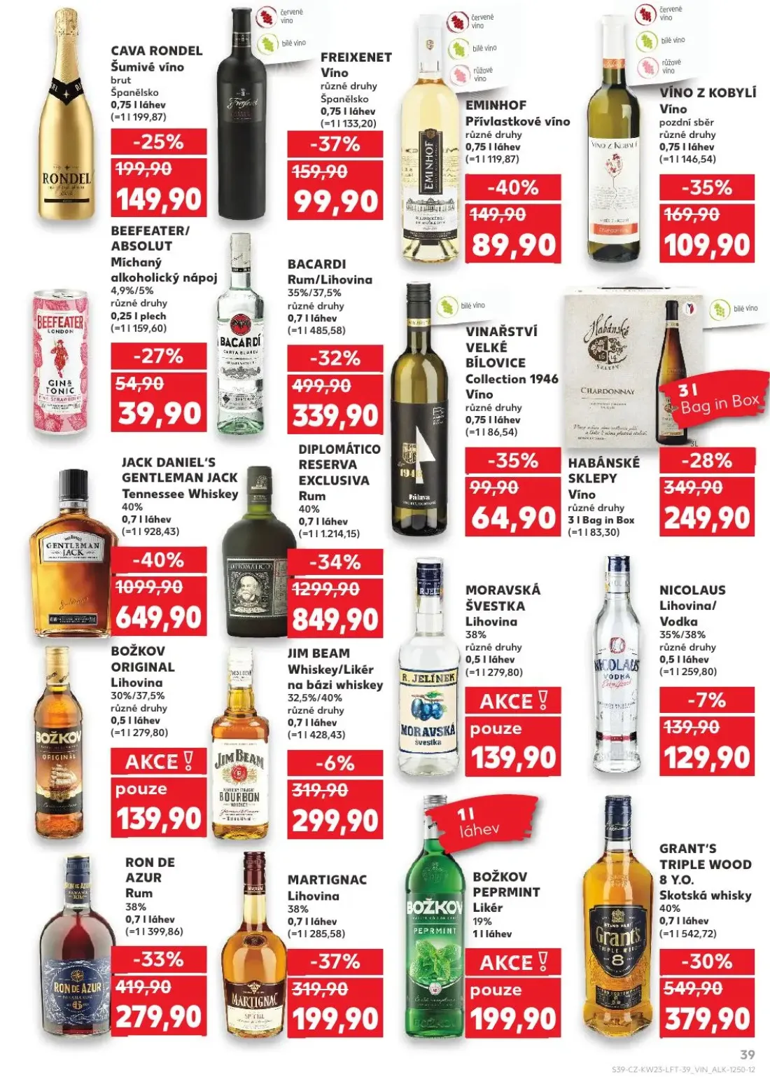 Kaufland leták, strana 39 z 54 — HABÁNSKÉ SKLEPY Víno, FREIXENET Víno, EMINHOF Přívlastkové víno
