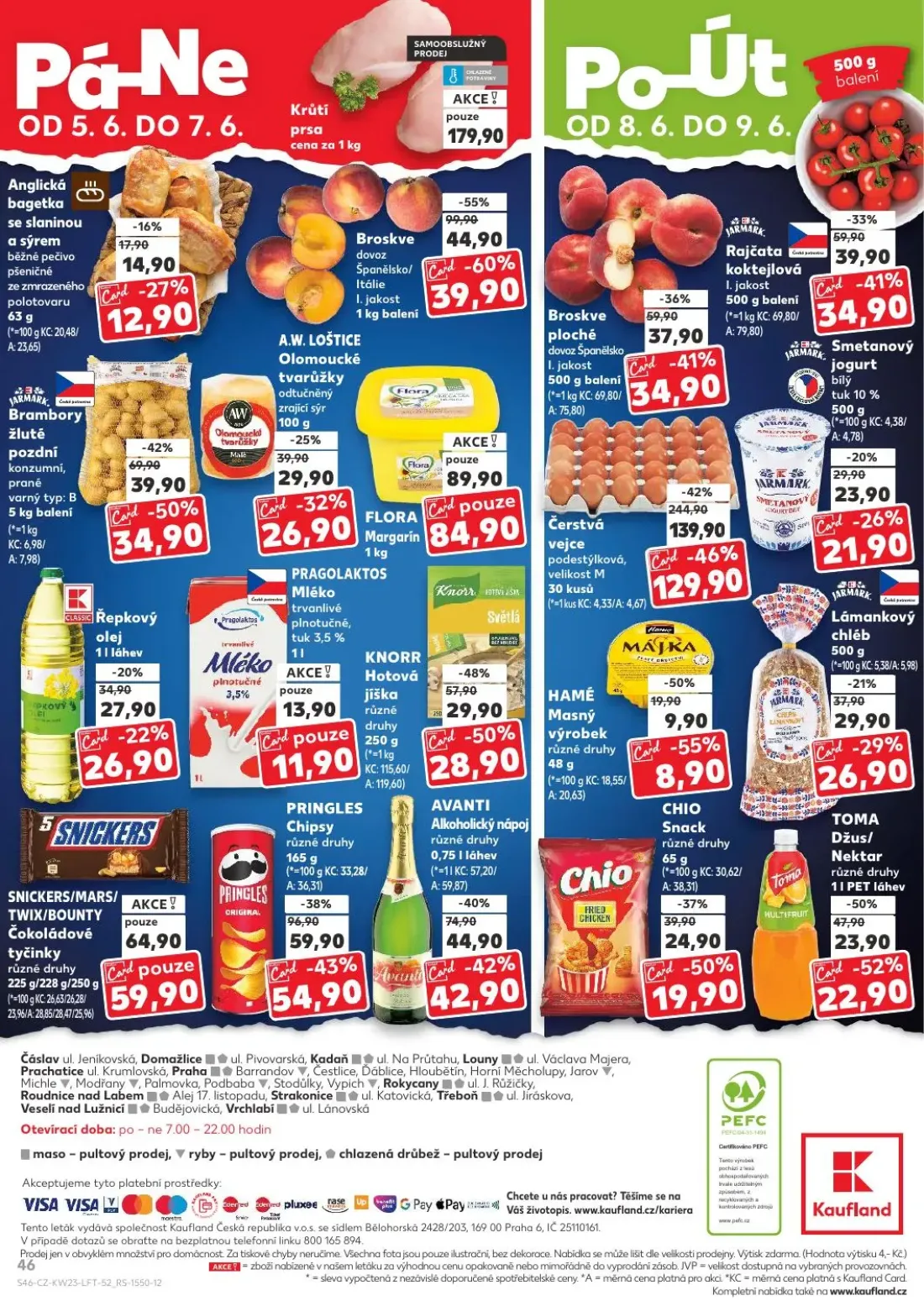 Kaufland leták, strana 46 z 54 — Broskve, Rajčata koktejlová, Smetanový jogurt