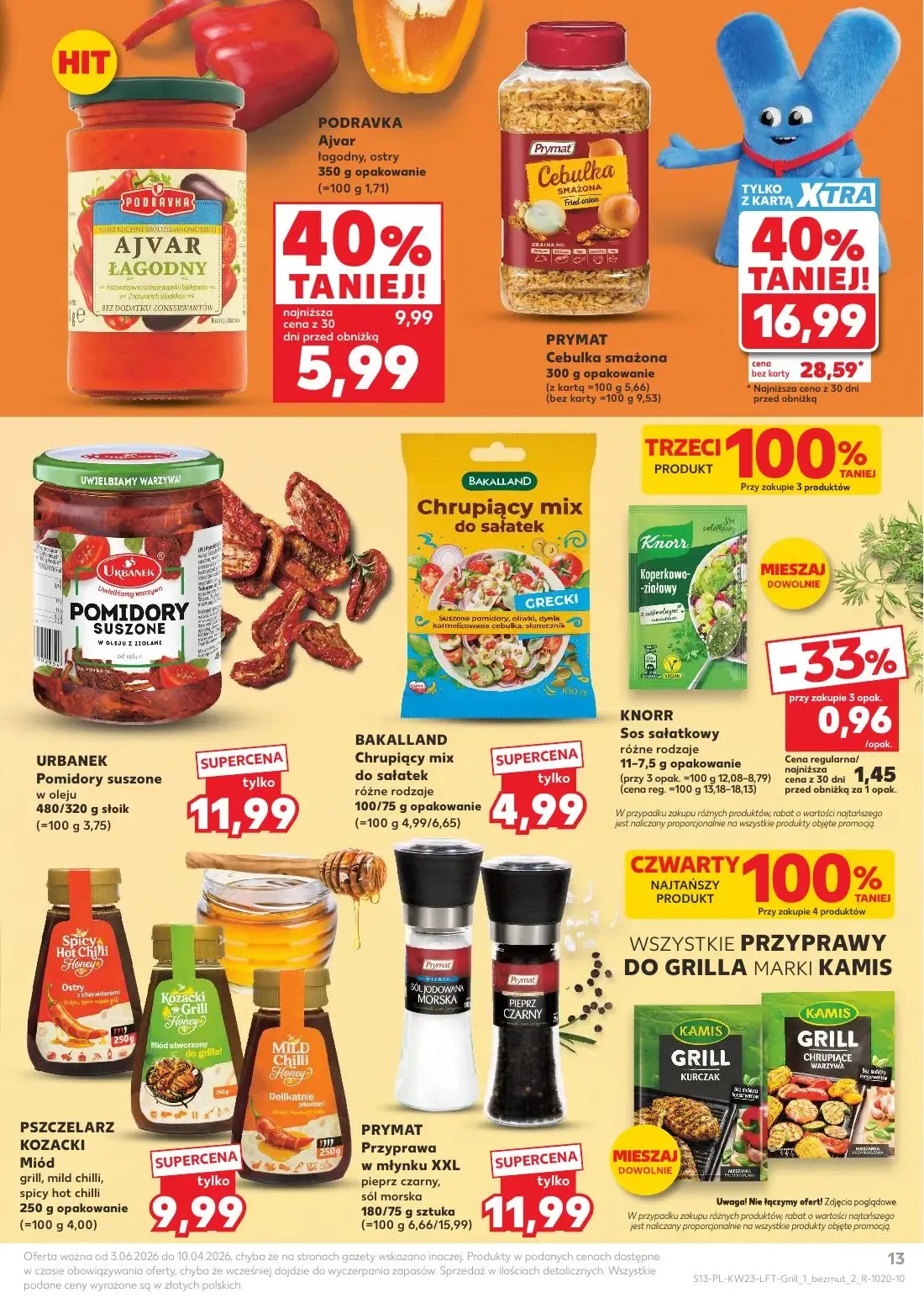 Kaufland gazetka, strona 13 z 74 — PRYMAT Cebulka smażona, PODRAVKA Ajvar łagodny, ostry, KNORR Sos sałatkowy