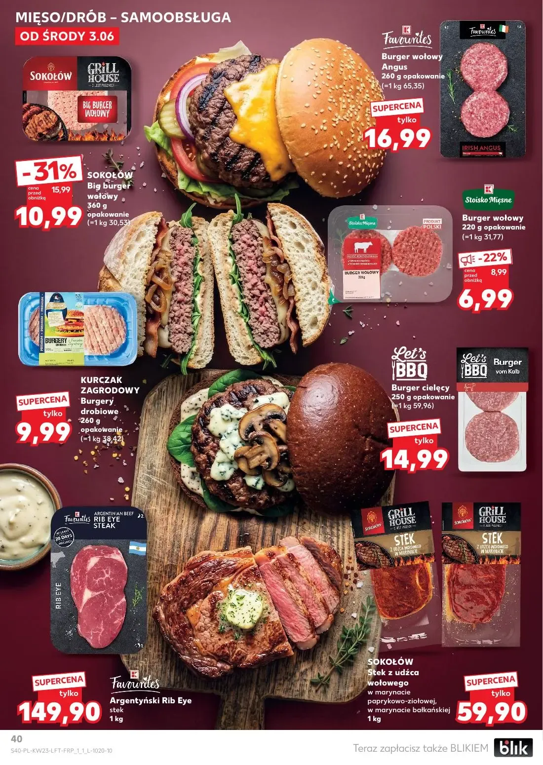 Kaufland gazetka, strona 40 z 74 — Big burger wołowy, Burger wołowy, Burger wołowy Angus