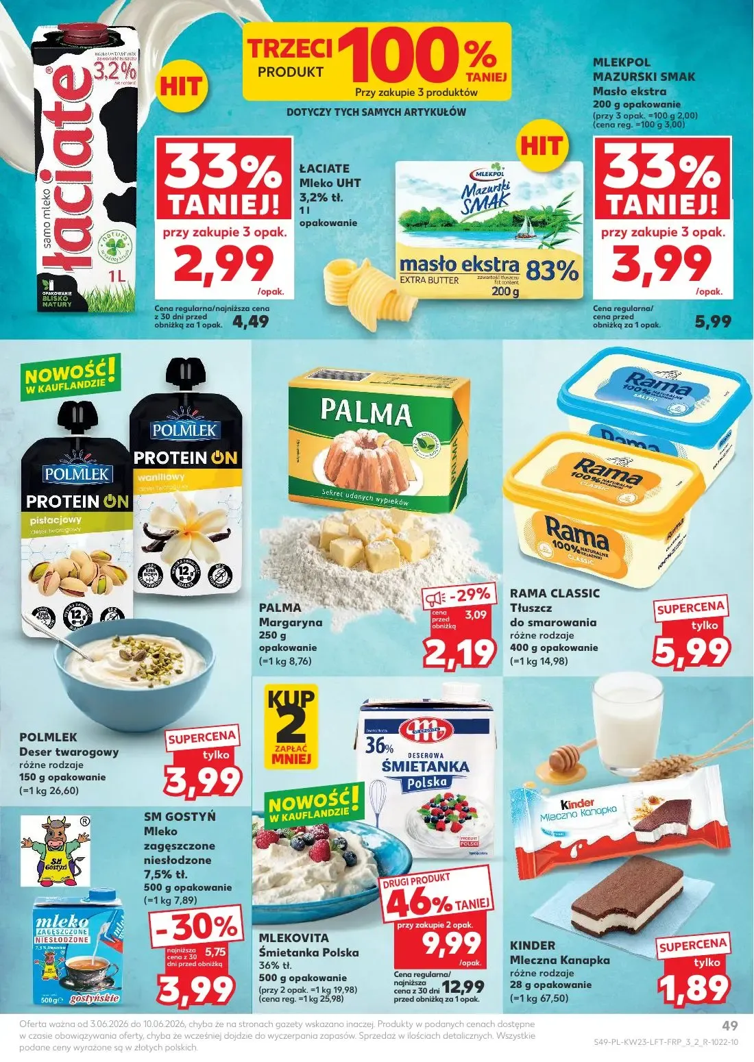 Kaufland gazetka, strona 49 z 74 — MLEKOVITA Śmietanka Polska 36% tł., MLEKPOL MAZURSKI SMAK Masło ekstra, SM GOSTYŃ Mleko z…