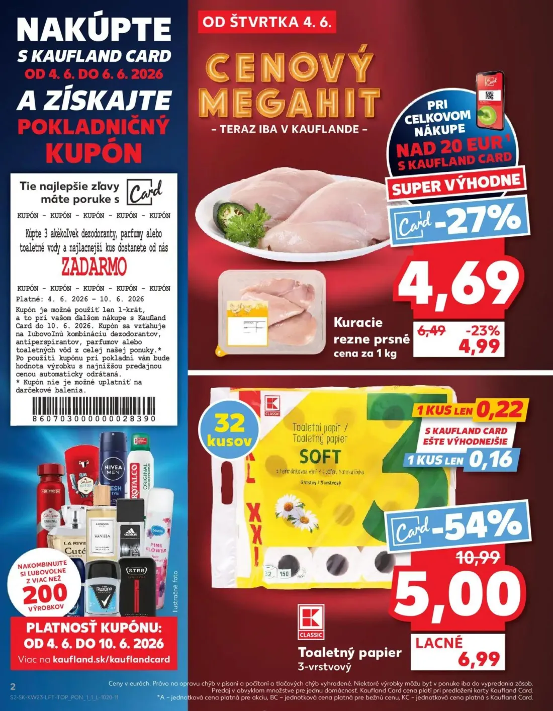 Kaufland leták, strana 2 z 76 — Toaletný papier SOFT 3-vrstvový, Kuracie rezne prsné
