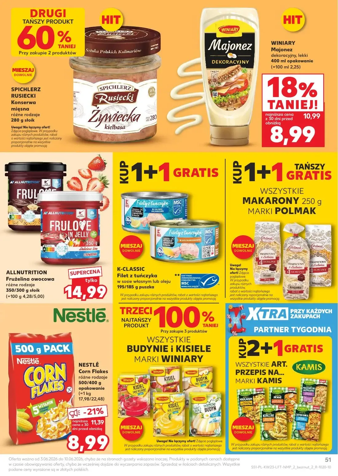 Kaufland gazetka, strona 51 z 74 — NESTLÉ Corn Flakes, WINIARY Majonez dekoracyjny, lekki, ALLNUTRITION Frużelina owocowa