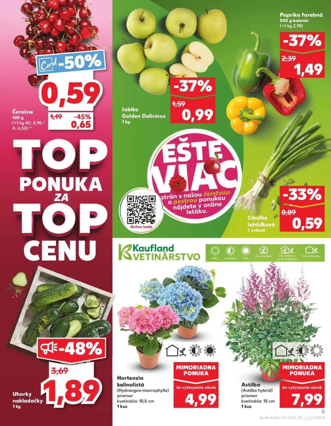 Kaufland leták, strana 5 z 76 — Paprika farebná, Čerešne, Jablko Golden Delicious
