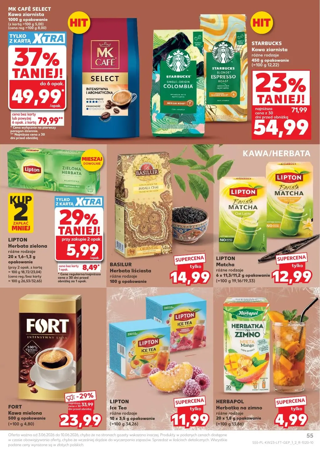 Kaufland gazetka, strona 55 z 74 — MK CAFÉ SELECT Kawa ziarnista, STARBUCKS Kawa ziarnista, FORT Kawa mielona