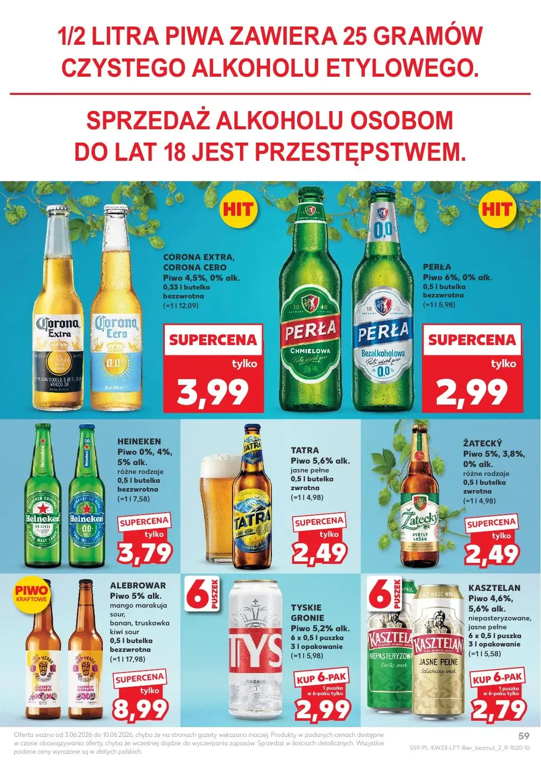 Kaufland gazetka, strona 59 z 74 — CORONA EXTRA, CORONA CERO, PERŁA, HEINEKEN